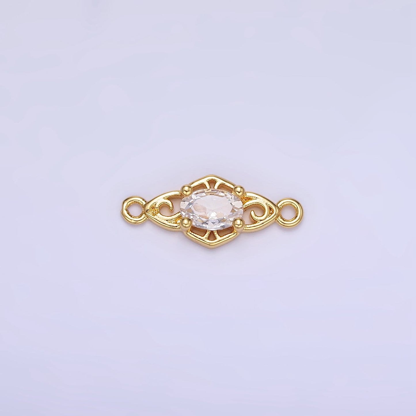 14K Gold Filled Green, Pink, Clear, Red, Blue, Purple CZ Artisan Connector | G347 - G349