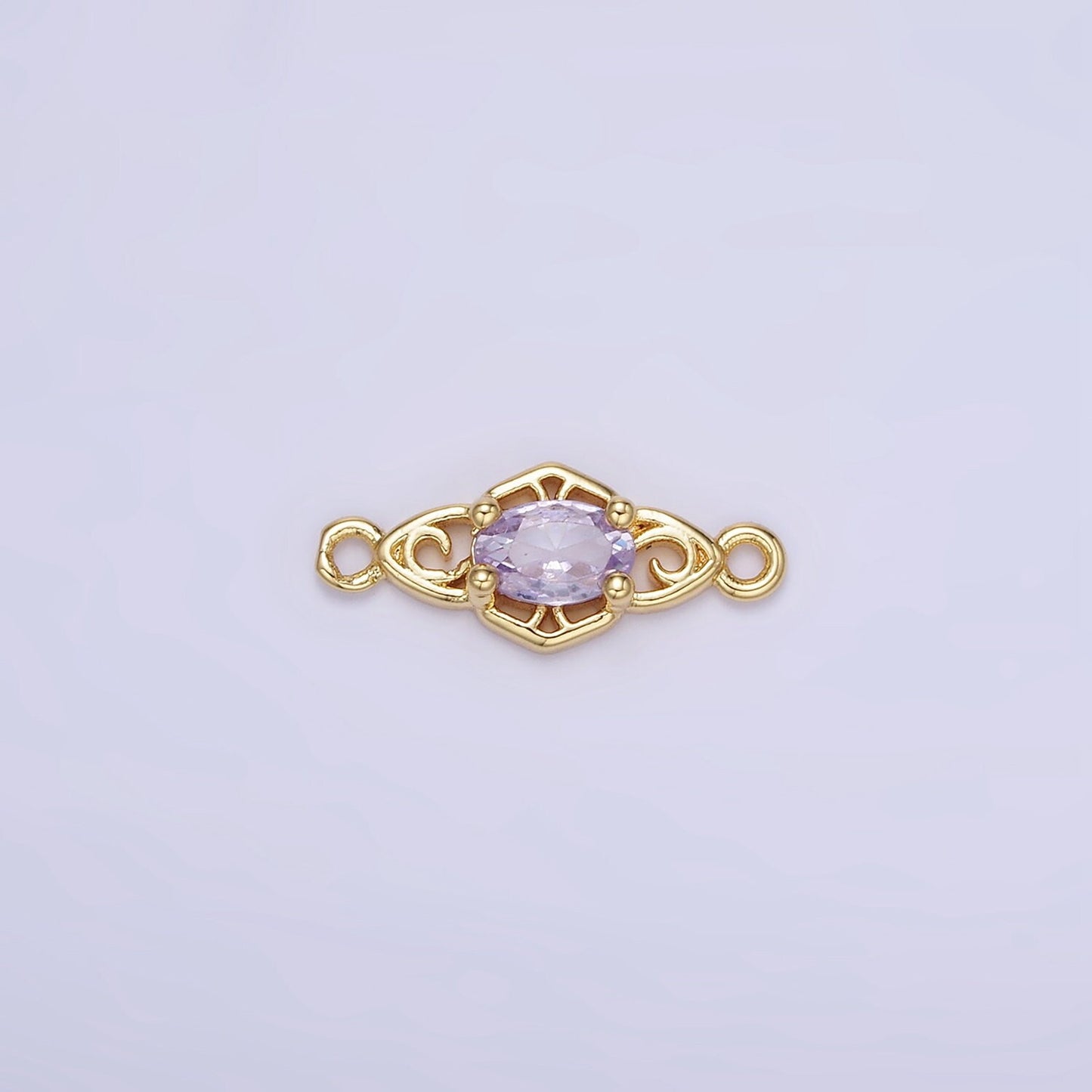 14K Gold Filled Green, Pink, Clear, Red, Blue, Purple CZ Artisan Connector | G347 - G349