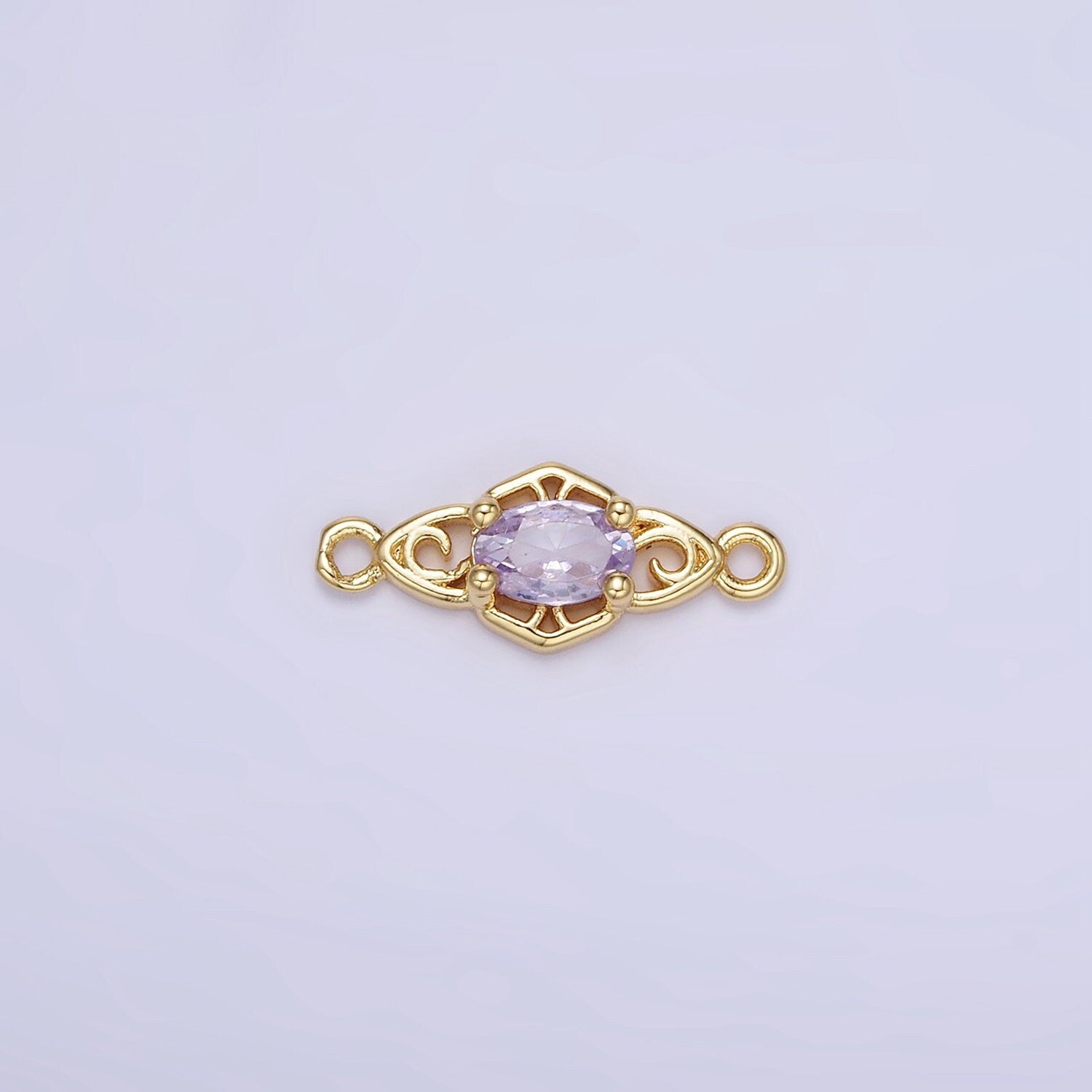 14K Gold Filled Green, Pink, Clear, Red, Blue, Purple CZ Artisan Connector | G347 - G349