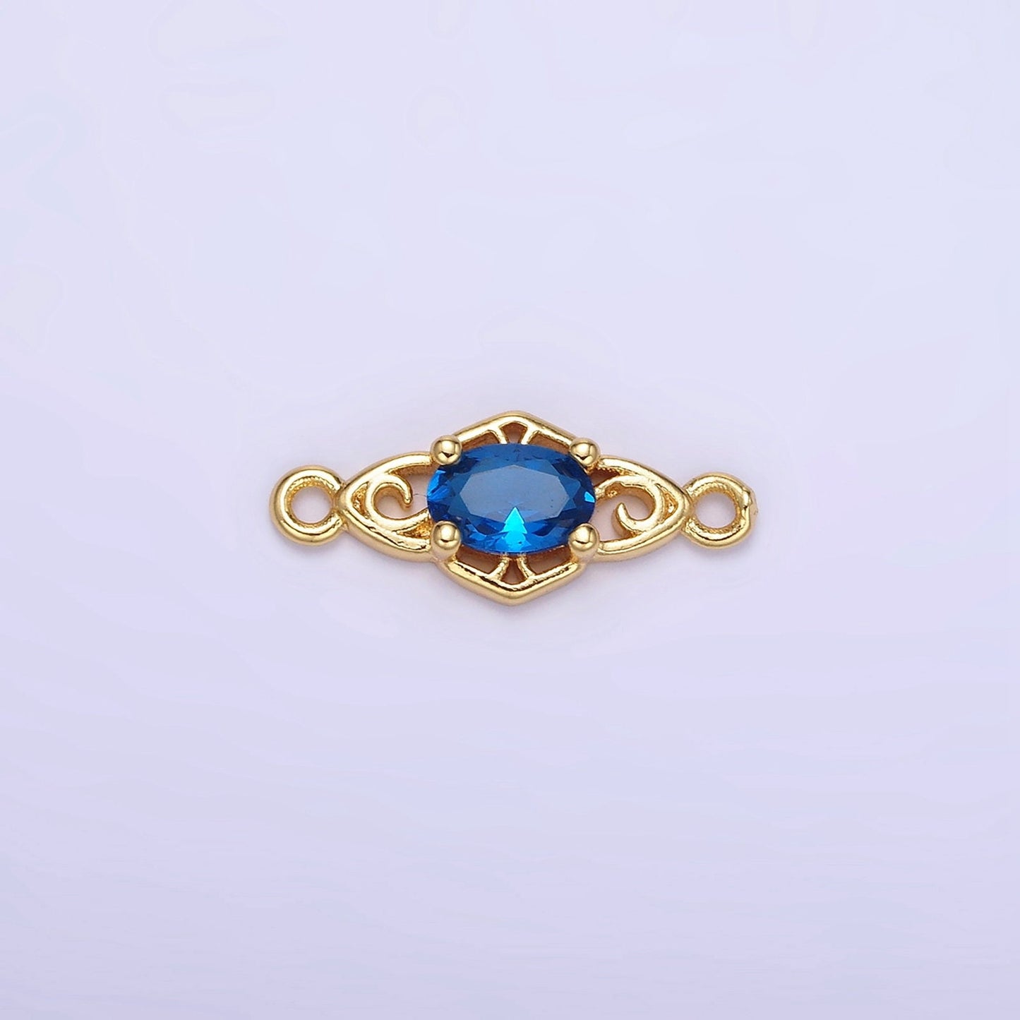 14K Gold Filled Green, Pink, Clear, Red, Blue, Purple CZ Artisan Connector | G347 - G349