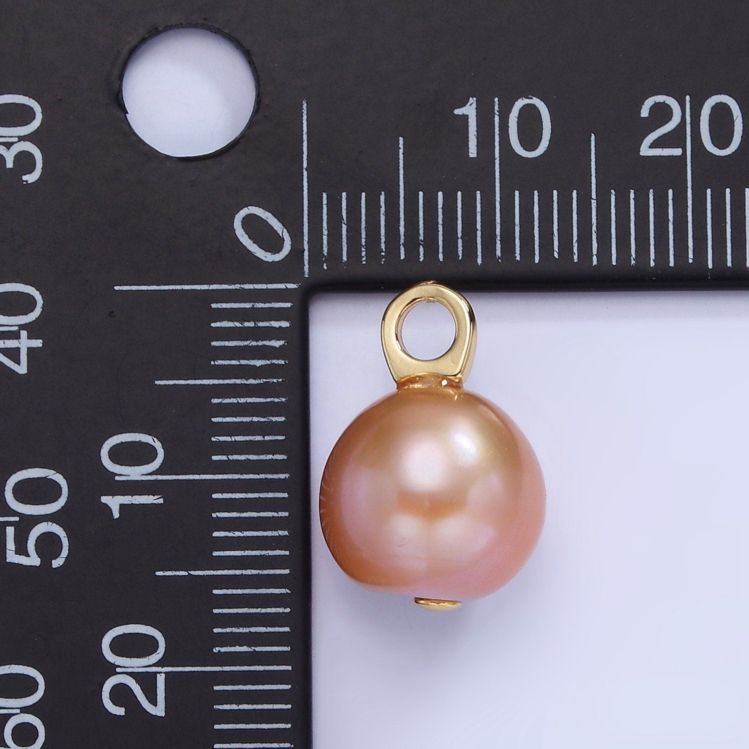 14K Gold Filled Pink Freshwater Pearl Button Drop Pendant | P-1723