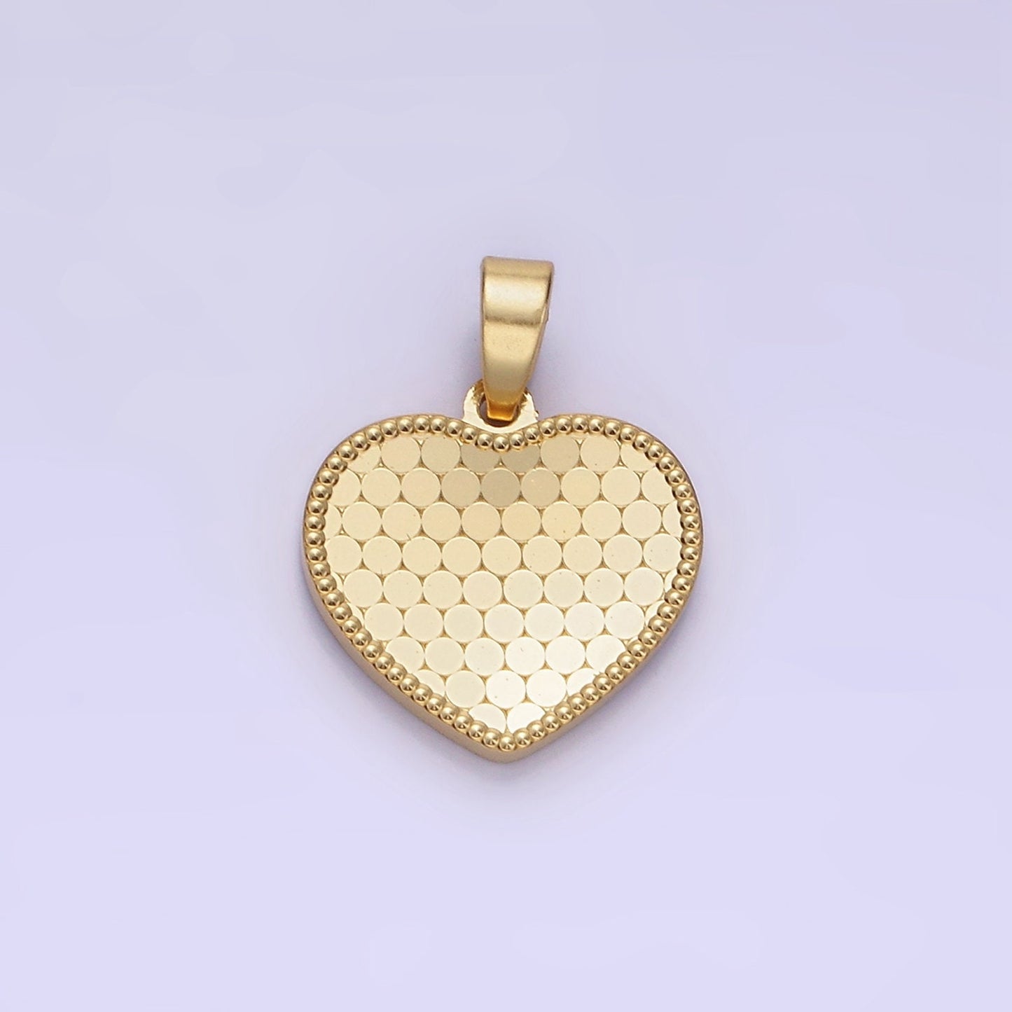 14K Gold Filled Round Textured Minimalist Heart Pendant in Gold & Silver | AA-1265