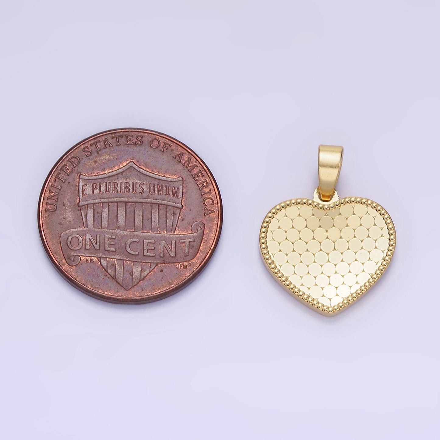14K Gold Filled Round Textured Minimalist Heart Pendant in Gold & Silver | AA-1265