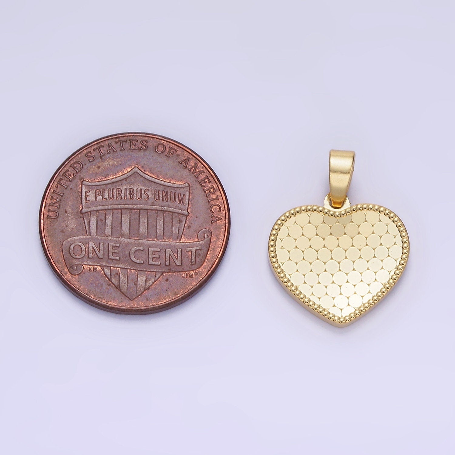 14K Gold Filled Round Textured Minimalist Heart Pendant in Gold & Silver | AA-1265