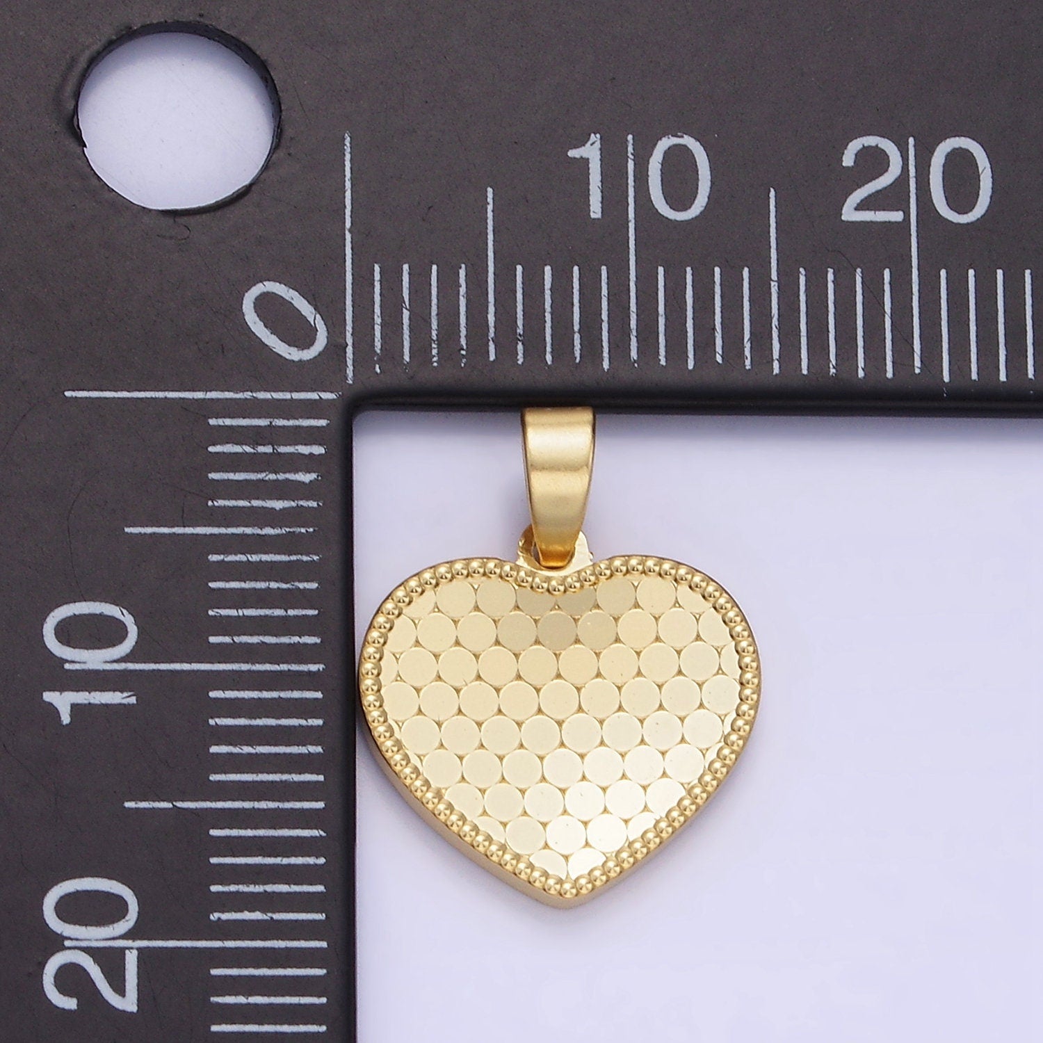 14K Gold Filled Round Textured Minimalist Heart Pendant in Gold & Silver | AA-1265