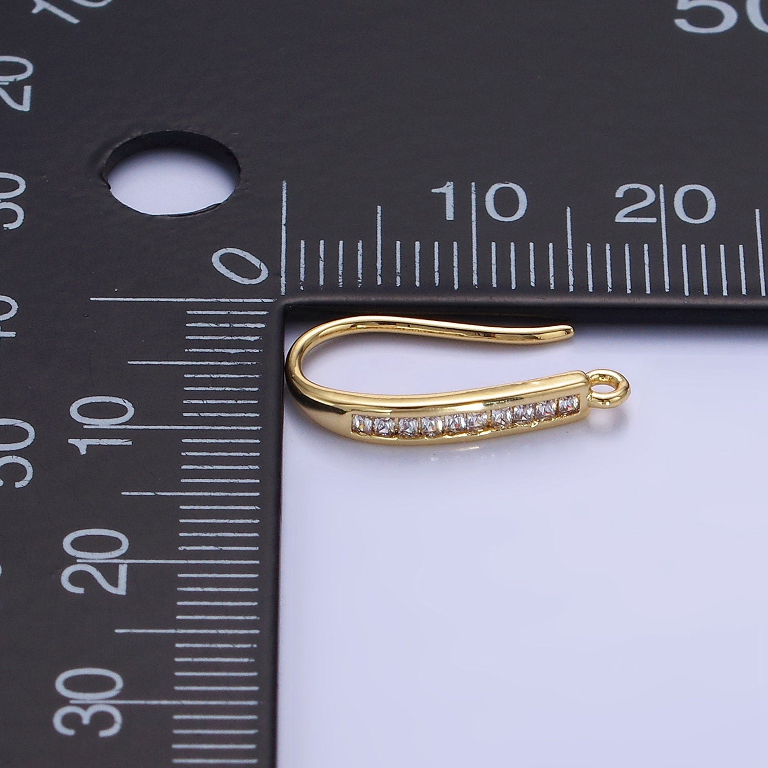 14K Gold Filled 18mm Micro Paved CZ French Hook Earring Findings in Gold & Silver | Z-751 Z-752