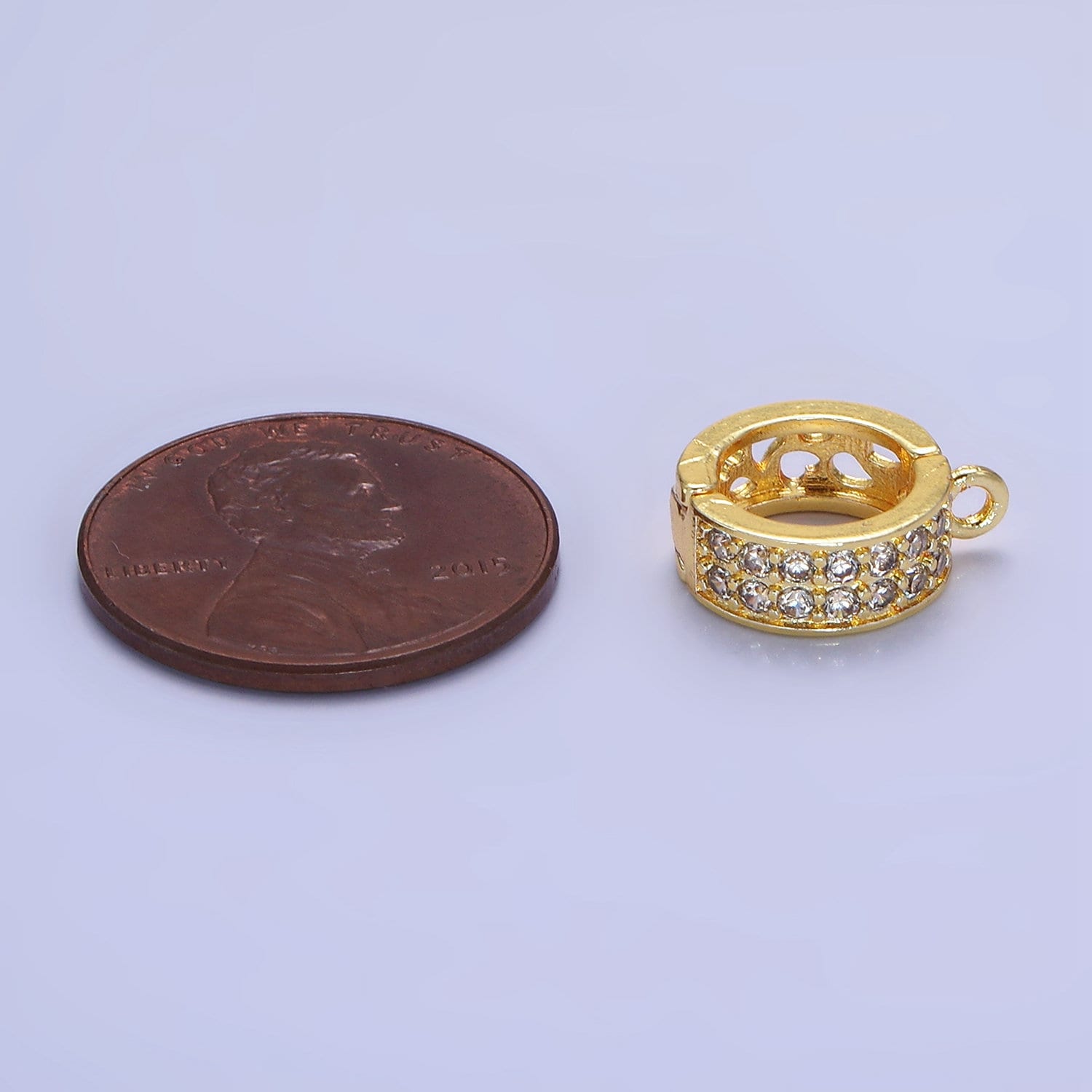 Gold CZ Bail Beads Spacer Bail Charm Holder Spacer with Loop for Beaded Bracelet Slider Bails Spacer Ring in Gold and Silver Tone Color Z774