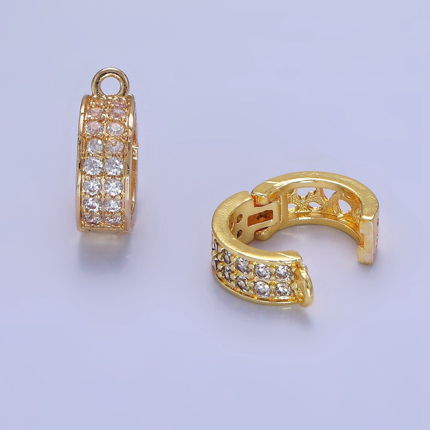 Gold CZ Bail Beads Spacer Bail Charm Holder Spacer with Loop for Beaded Bracelet Slider Bails Spacer Ring in Gold and Silver Tone Color Z774