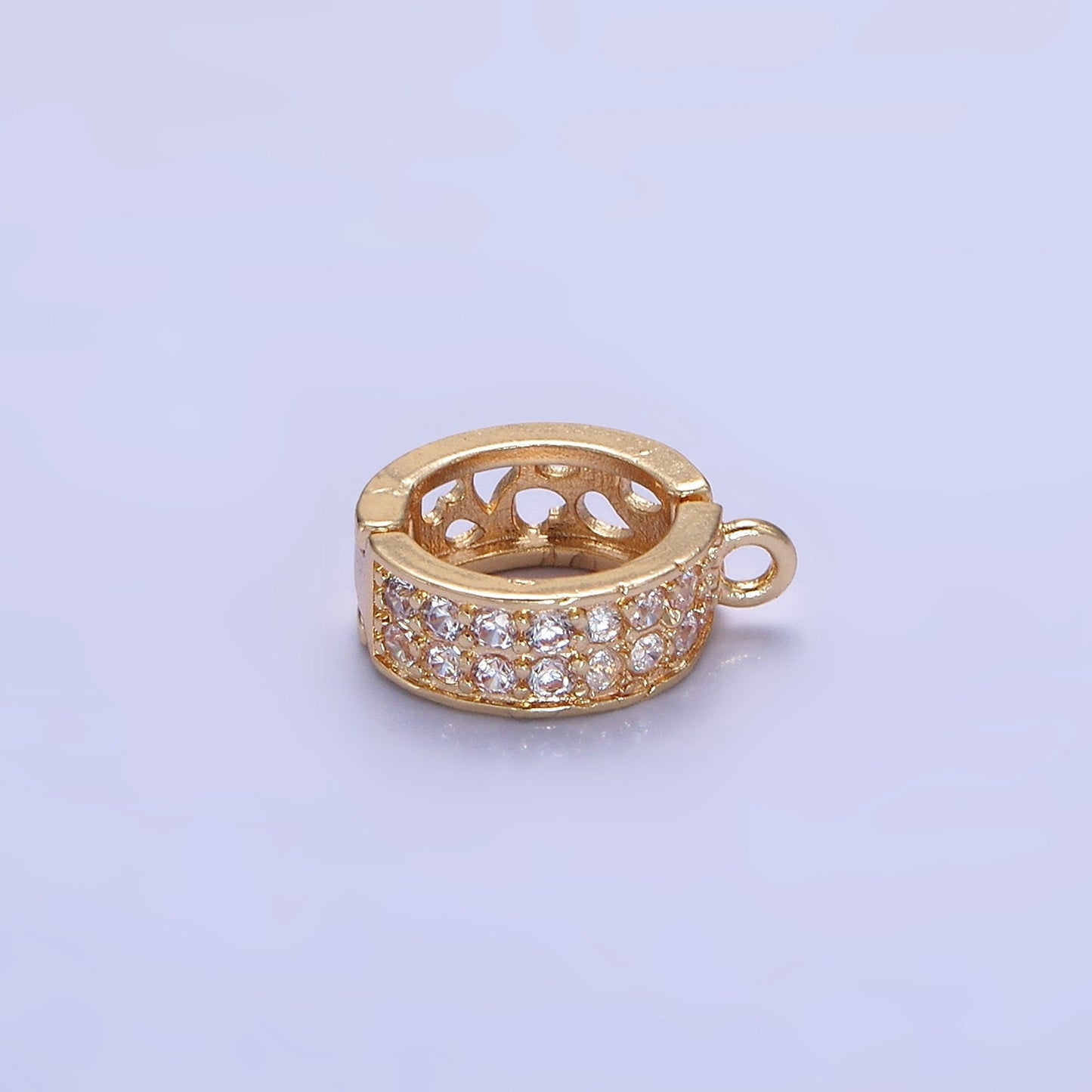 Gold CZ Bail Beads Spacer Bail Charm Holder Spacer with Loop for Beaded Bracelet Slider Bails Spacer Ring in Gold and Silver Tone Color Z774