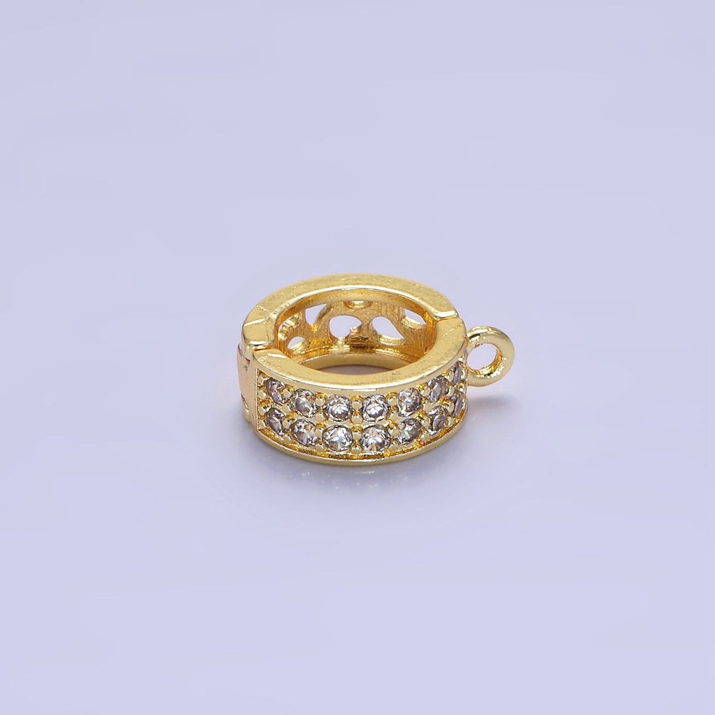Gold CZ Bail Beads Spacer Bail Charm Holder Spacer with Loop for Beaded Bracelet Slider Bails Spacer Ring in Gold and Silver Tone Color Z774
