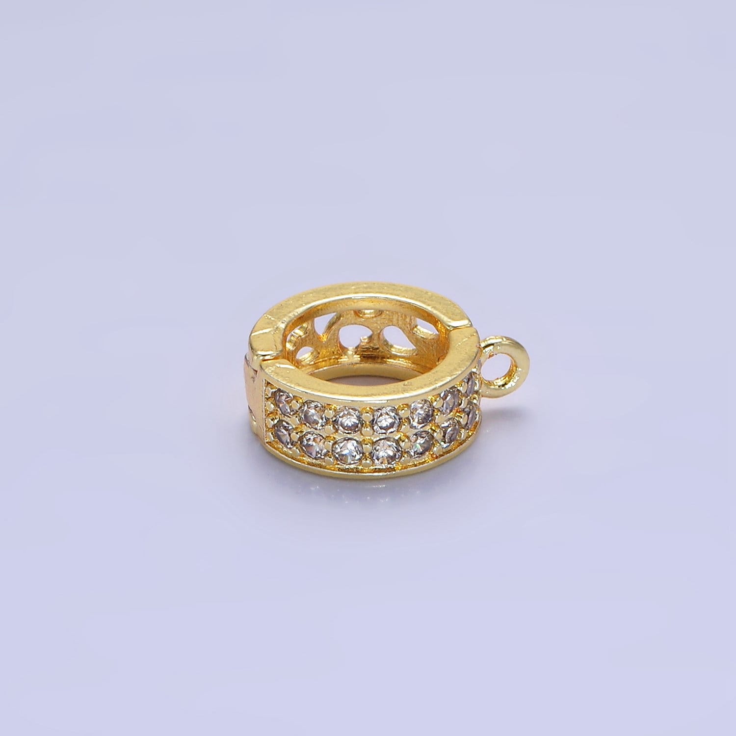 Gold CZ Bail Beads Spacer Bail Charm Holder Spacer with Loop for Beaded Bracelet Slider Bails Spacer Ring in Gold and Silver Tone Color Z774