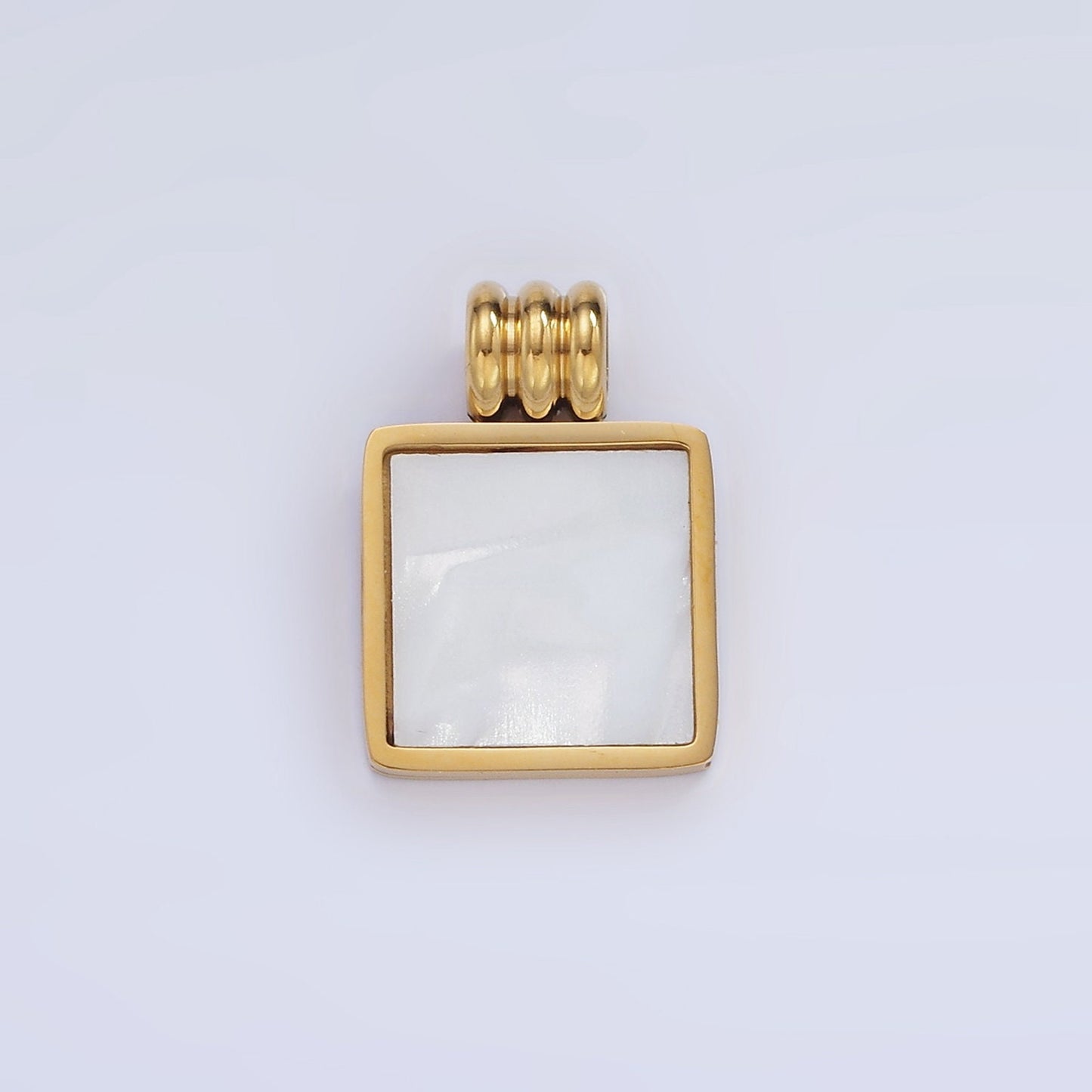 Stainless Steel Shell Pearl Square Pendant 16.6mm | P-968