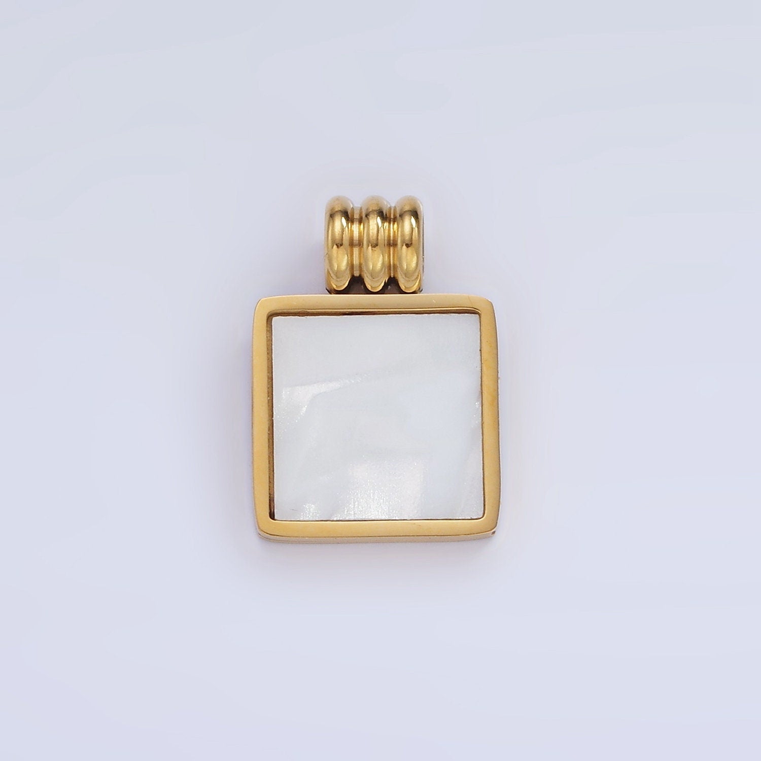 Stainless Steel Shell Pearl Square Pendant 16.6mm | P-968