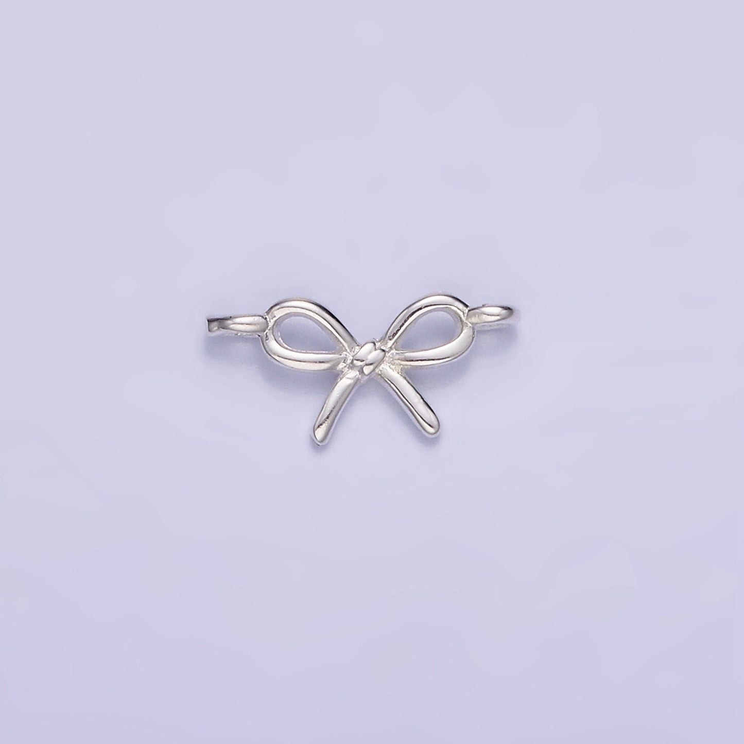 Mini Silver Bow Charm Connector s925 Sterling Silver Ribbon Link Connector for Bracelet Necklace Earring Supply for Permanent Jewelry SL490