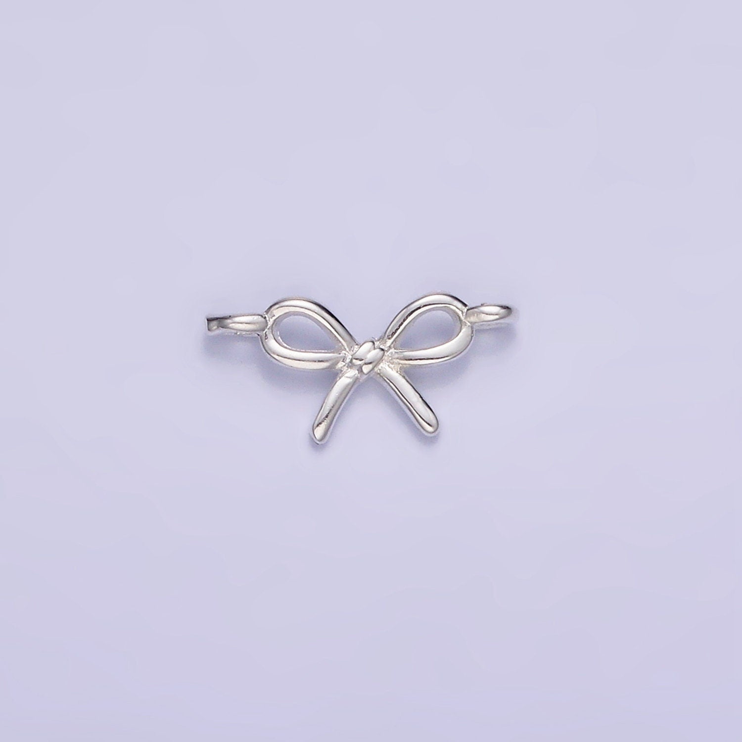 Mini Silver Bow Charm Connector s925 Sterling Silver Ribbon Link Connector for Bracelet Necklace Earring Supply for Permanent Jewelry SL490
