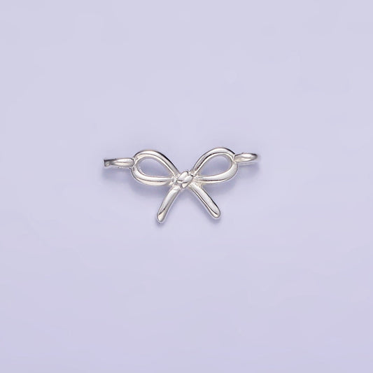 Mini Silver Bow Charm Connector s925 Sterling Silver Ribbon Link Connector for Bracelet Necklace Earring Supply for Permanent Jewelry SL490