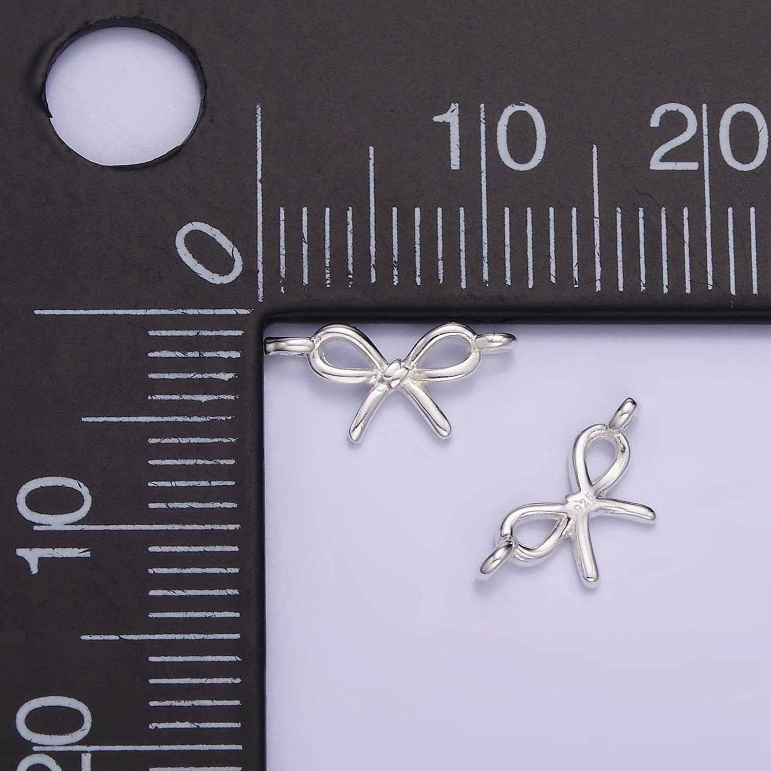 Mini Silver Bow Charm Connector s925 Sterling Silver Ribbon Link Connector for Bracelet Necklace Earring Supply for Permanent Jewelry SL490