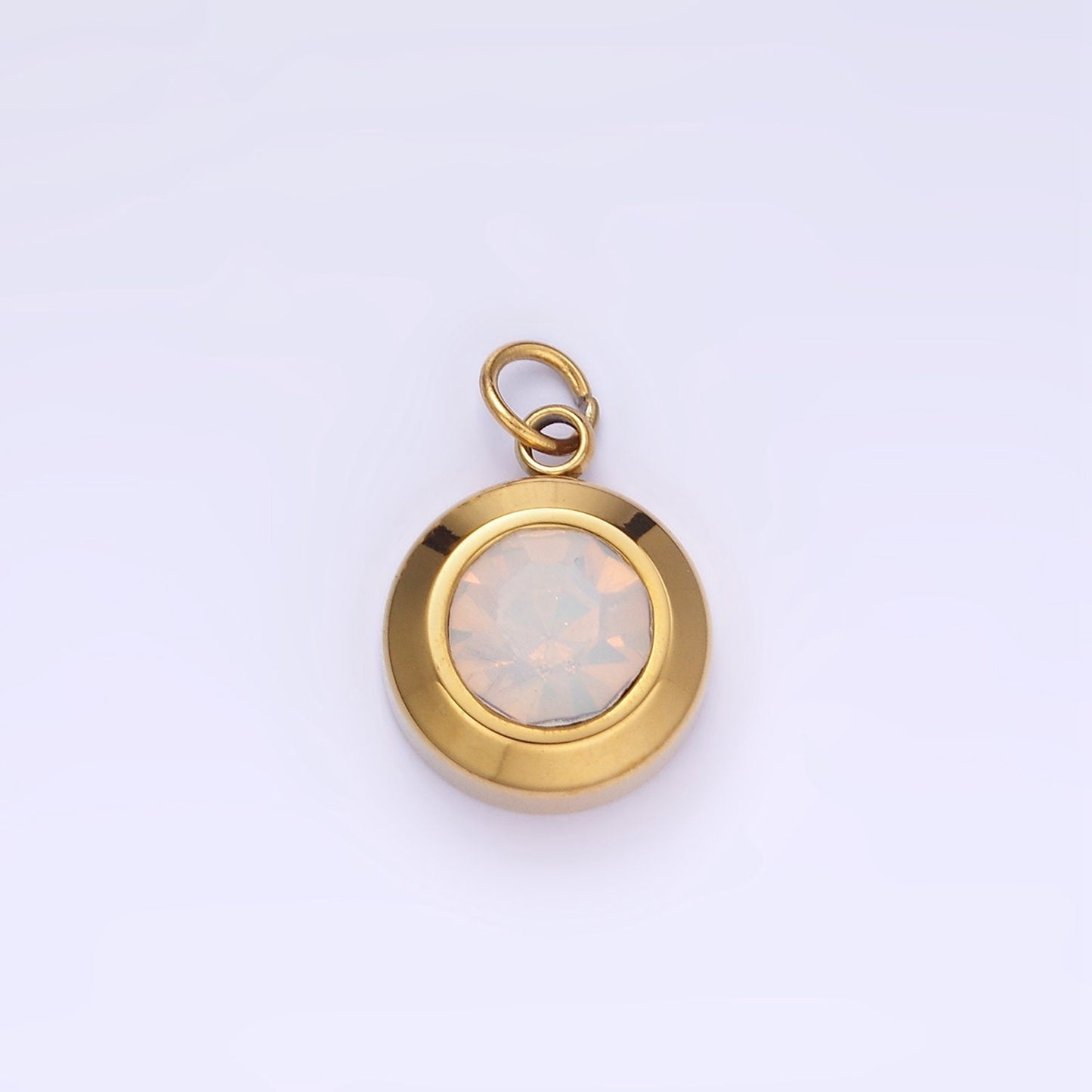 Dainty Cubic AB, Yellow, Blue, Teal, Green, Pink, Red Stainless Steel Oval Cut Geometric Cz Stone Pendant Birthstone Add on Charm p987