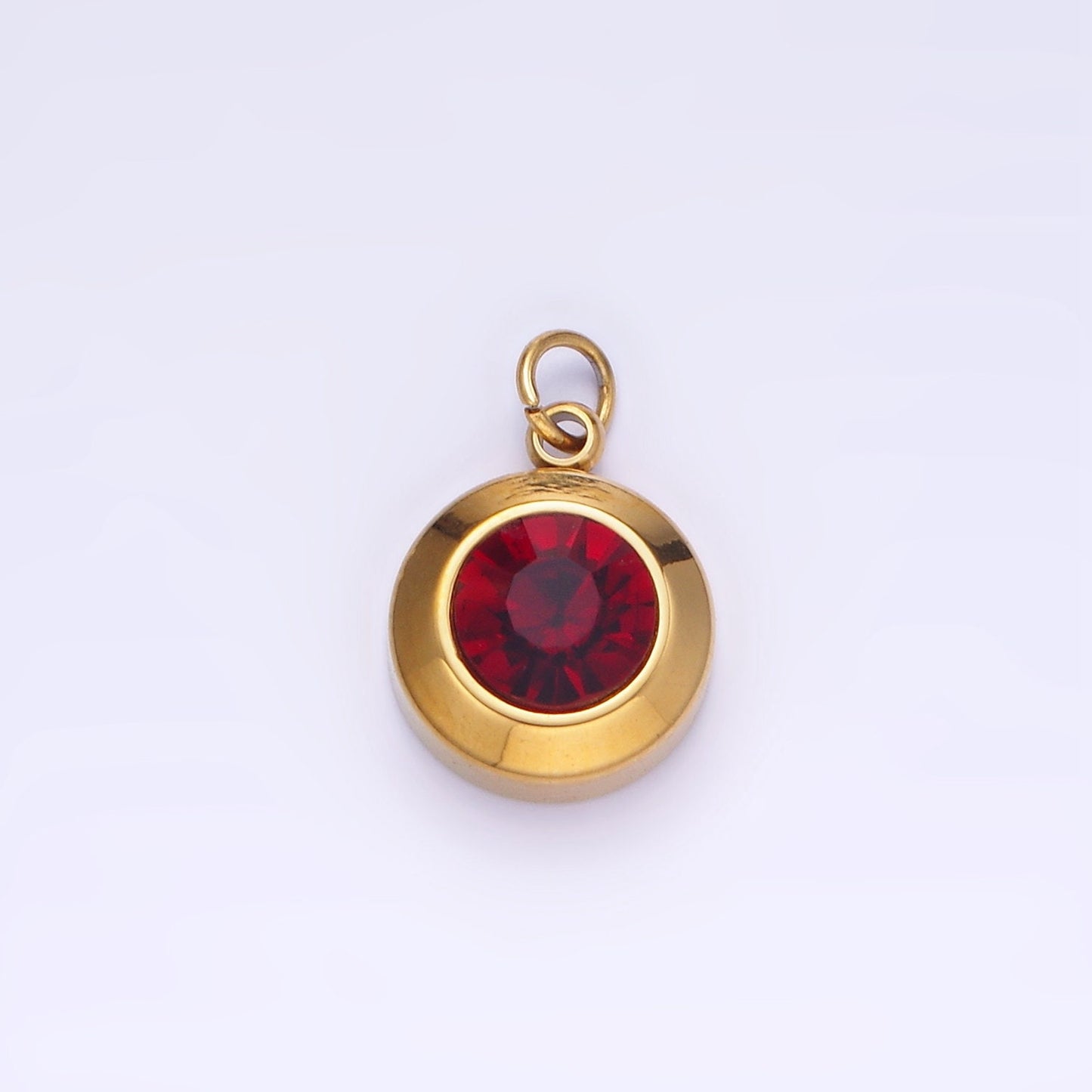 Dainty Cubic AB, Yellow, Blue, Teal, Green, Pink, Red Stainless Steel Oval Cut Geometric Cz Stone Pendant Birthstone Add on Charm p987