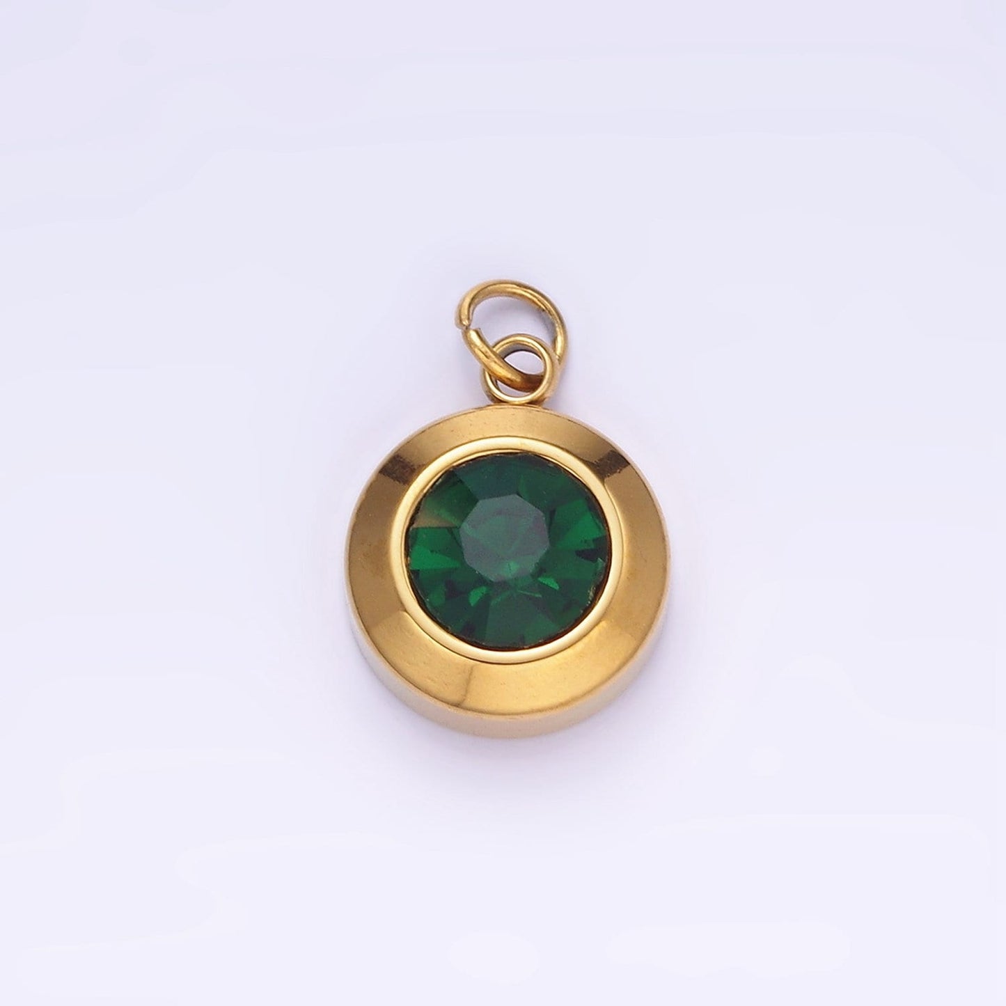 Dainty Cubic AB, Yellow, Blue, Teal, Green, Pink, Red Stainless Steel Oval Cut Geometric Cz Stone Pendant Birthstone Add on Charm p987