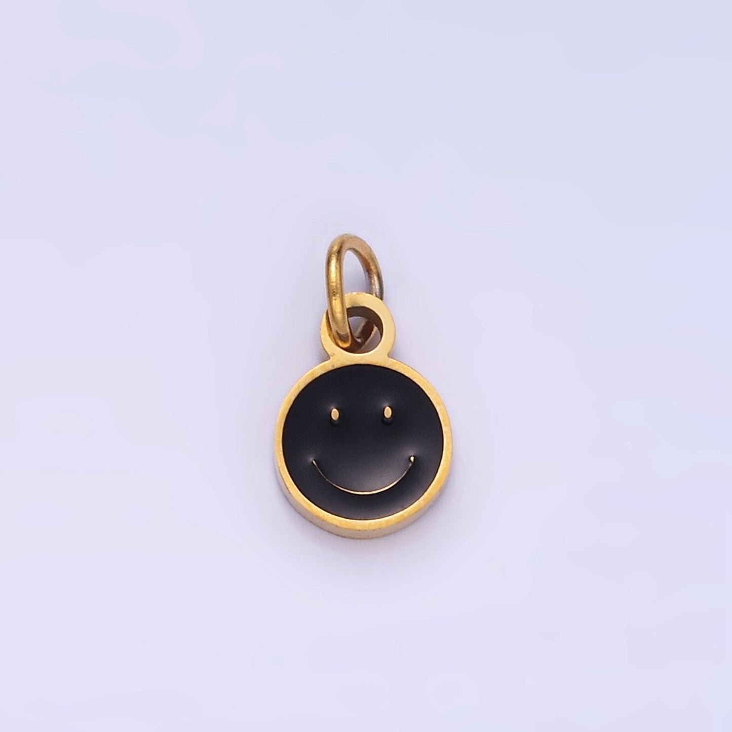 Stainless Steel 10mm Enamel Plain Smile Happy Face Charm y2k Jewelry Bracelet Necklace Charm Supply | P-954