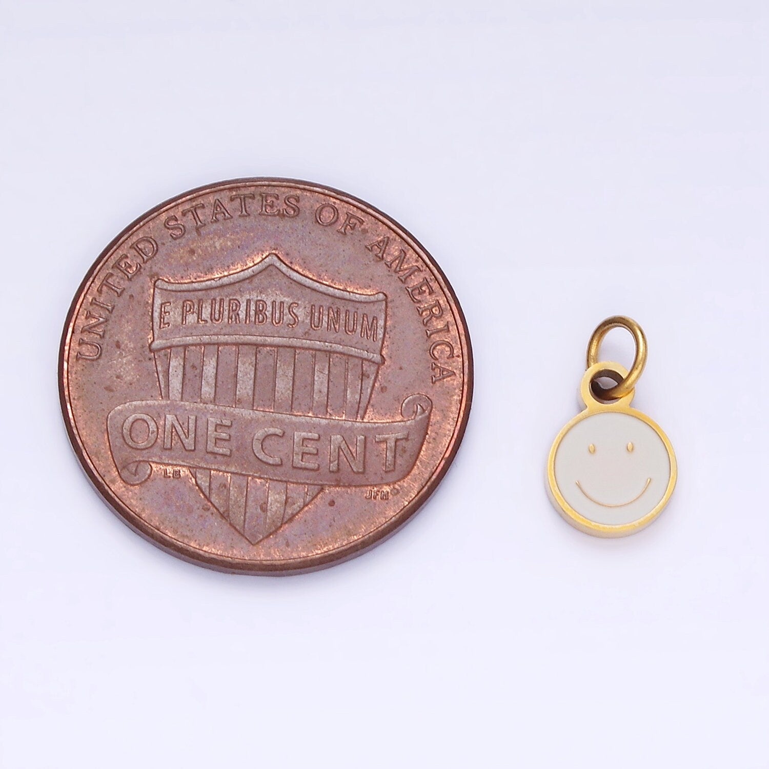 Stainless Steel 10mm Enamel Plain Smile Happy Face Charm y2k Jewelry Bracelet Necklace Charm Supply | P-954