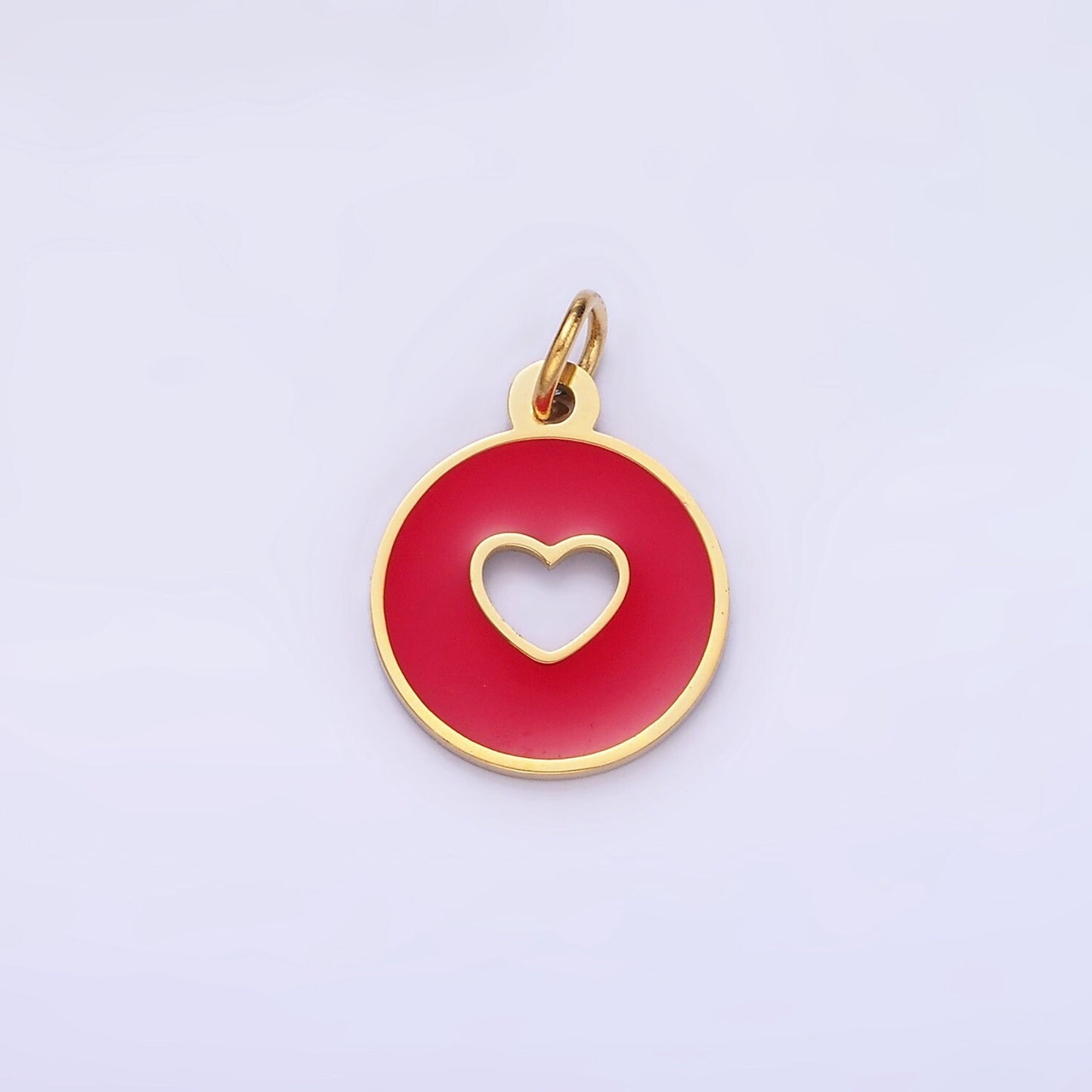 Stainless Steel 14mm Circle with Heart Cut-Out Charm | P-958