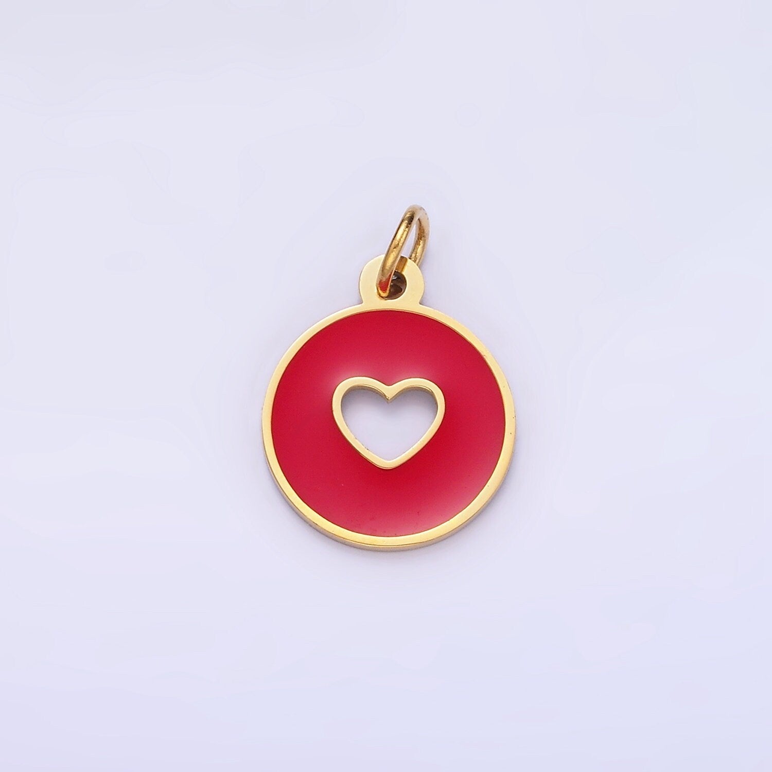 Stainless Steel 14mm Circle with Heart Cut-Out Charm | P-958