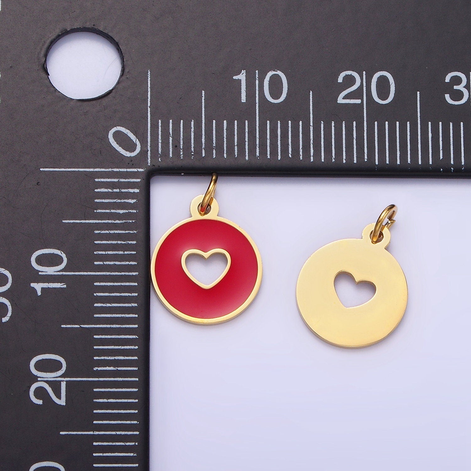 Stainless Steel 14mm Circle with Heart Cut-Out Charm | P-958
