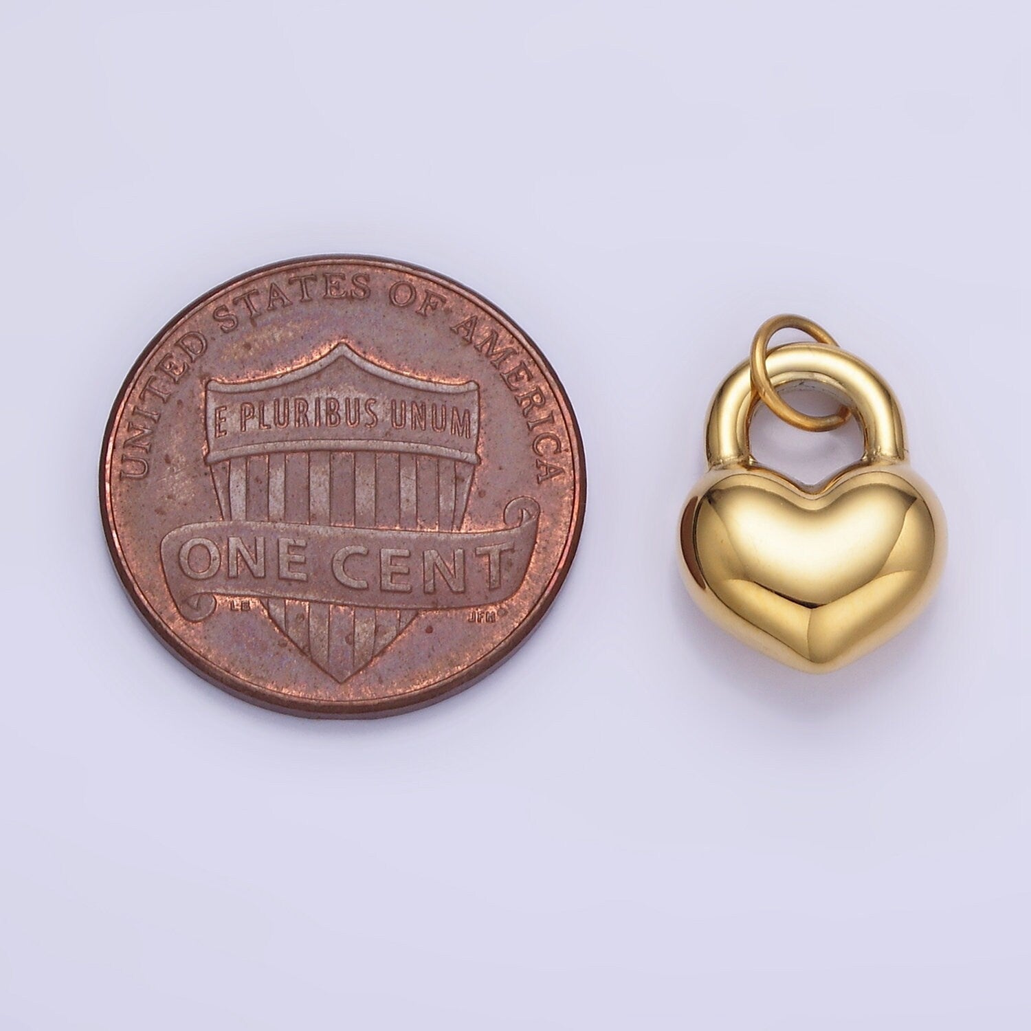 Stainless Steel 15mm Puffed Heart Padlock Minimalist Charm | P-971