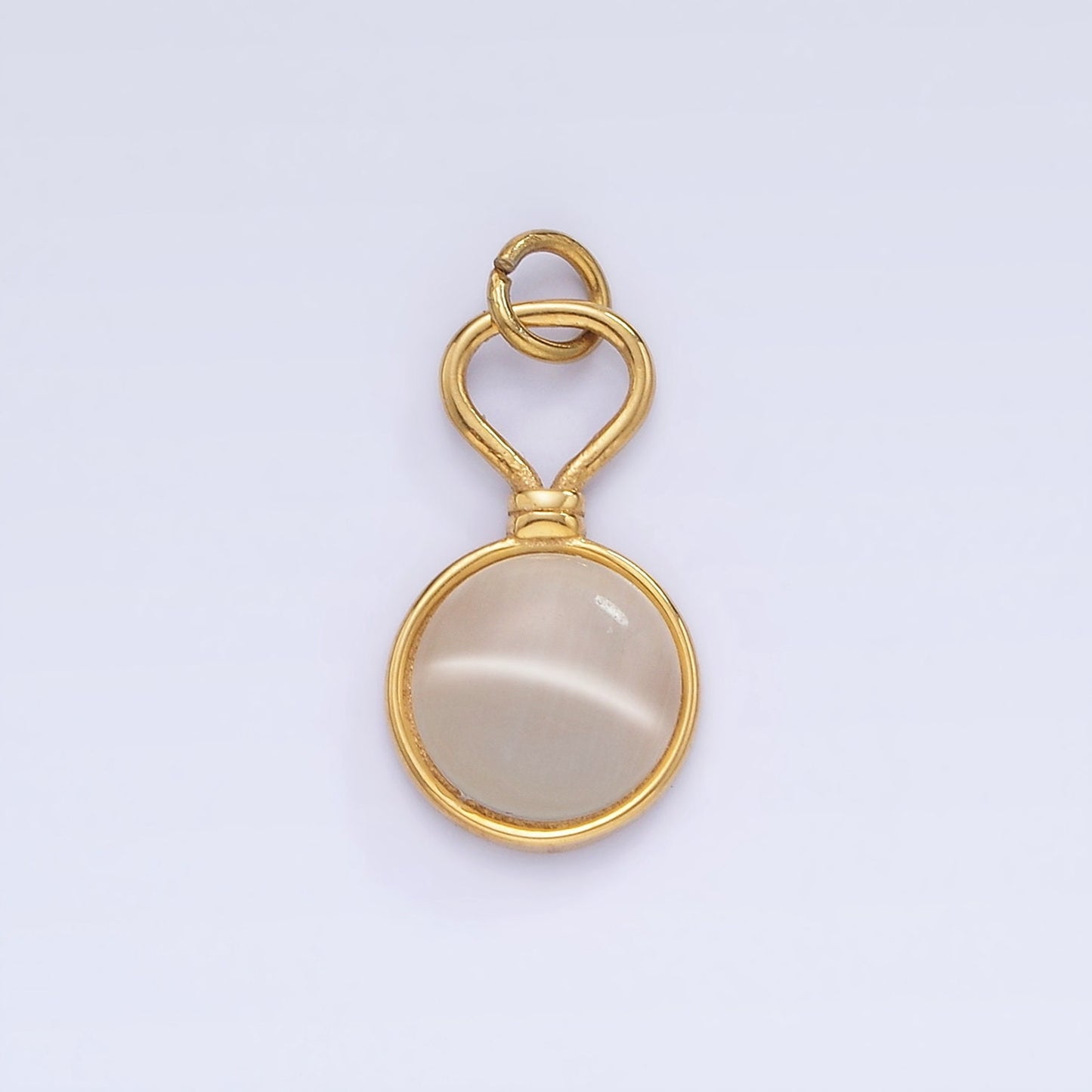 Stainless Steel Cat's Eye, Tiger Eye Gemstone Drop Charm | P-977