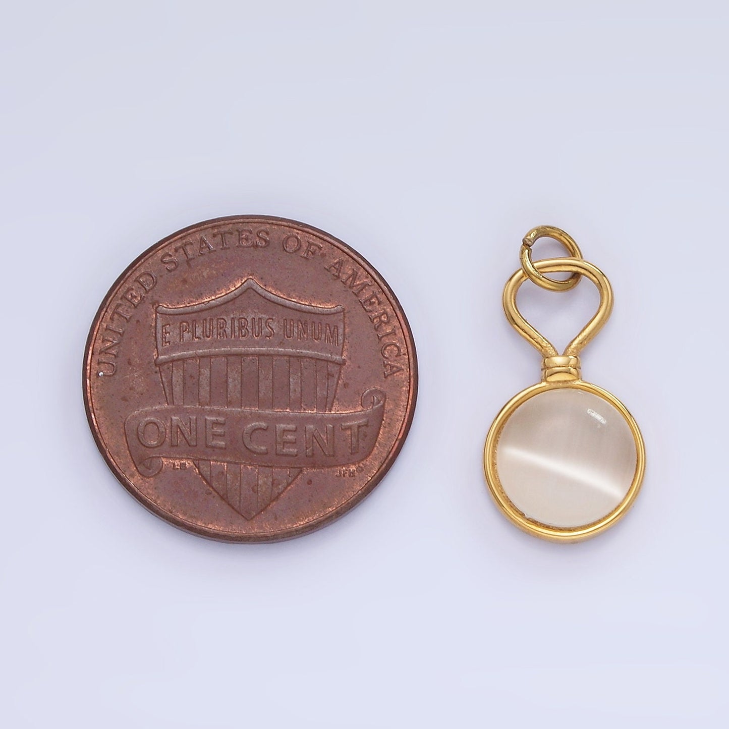 Stainless Steel Cat's Eye, Tiger Eye Gemstone Drop Charm | P-977