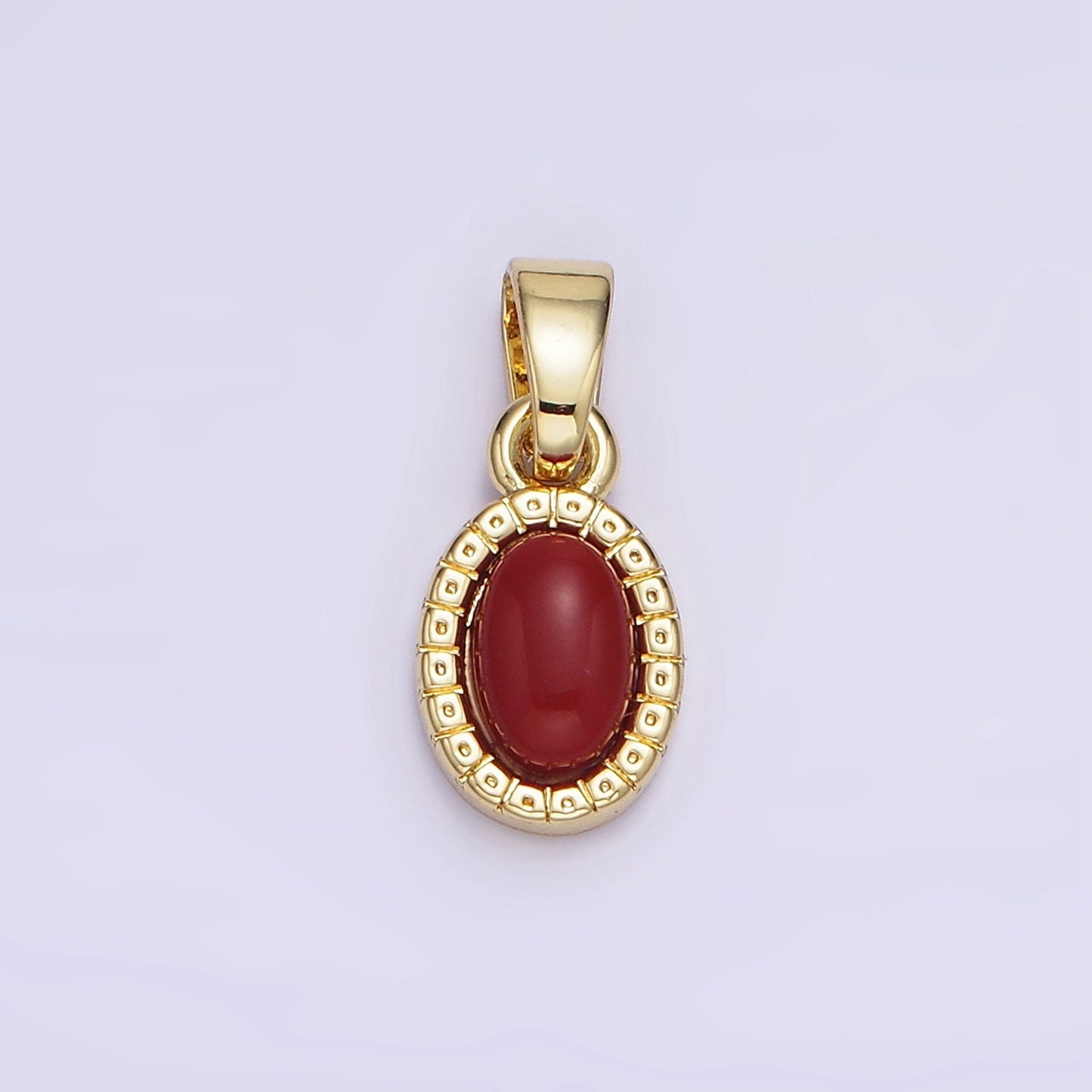 14K Gold Filled Carnelian, Turquoise Oval Gemstone Bezel Pendant | AH-160