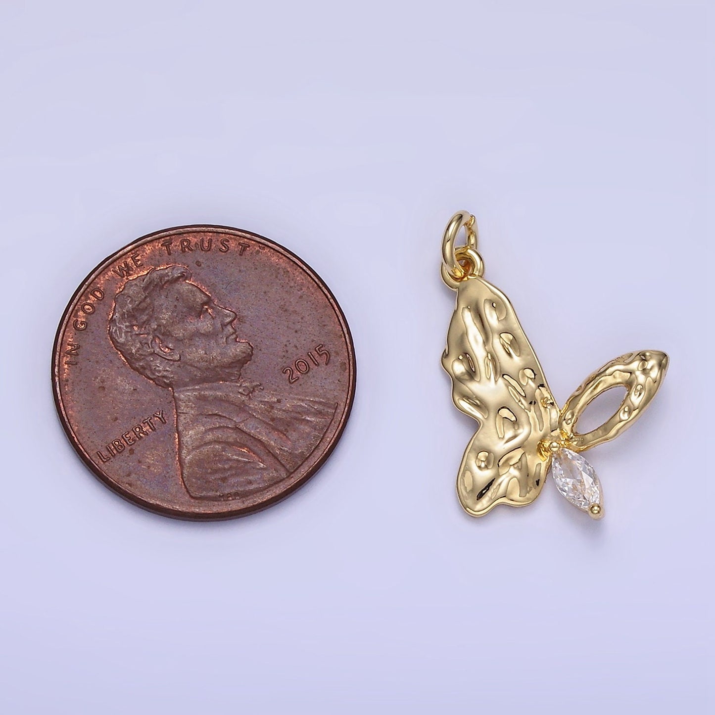 Mini Gold Butterfly Charm Small Monarch CZ Micro Pave Mariposa Charm Insect Charms Animal Charms Gold Filled Findings W-650