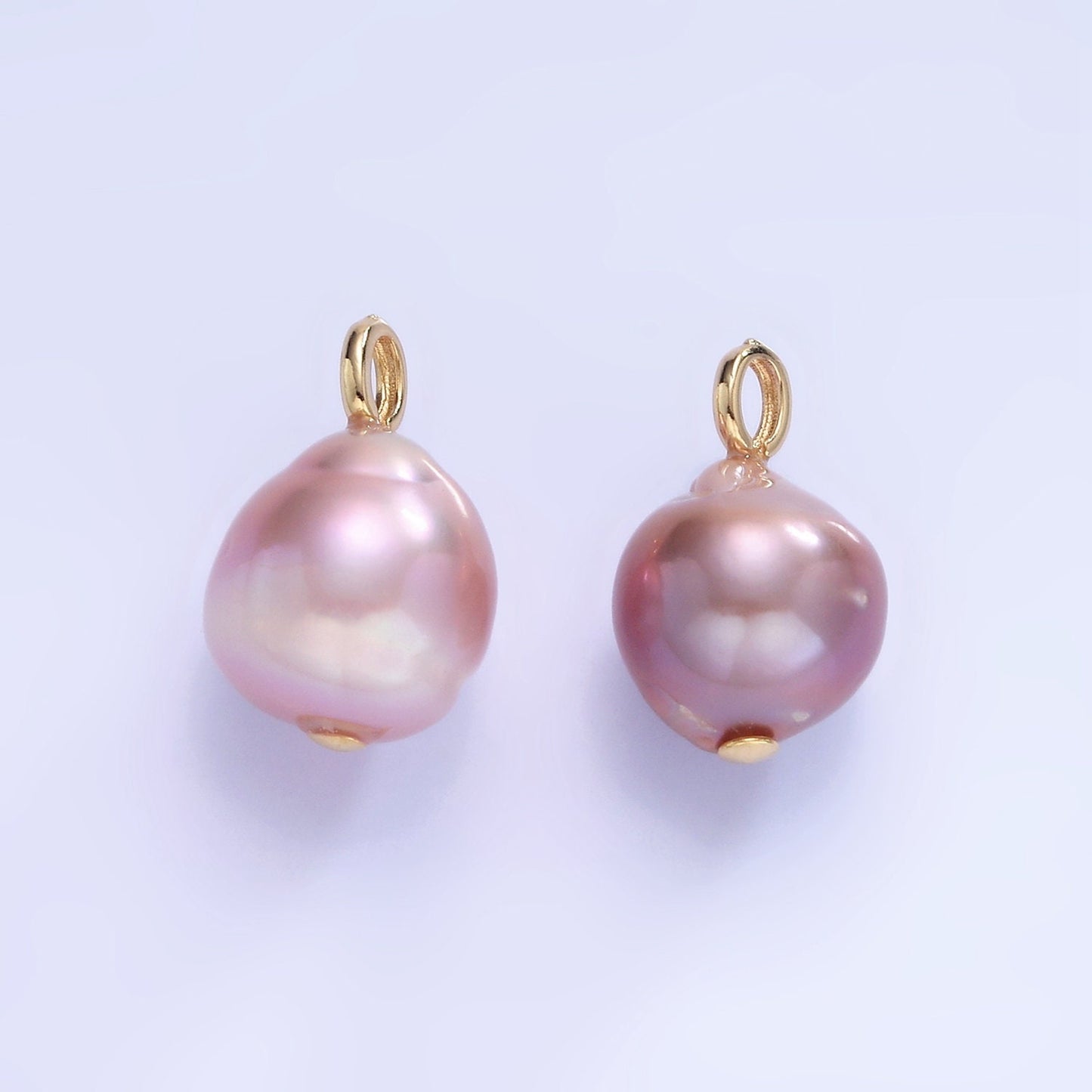 Beautiful Mauve Pink / Purple Oval Baroque Pear Pearl Charm Teardrop Genuine Freshwater Mermaid Pearls Pendant P1738