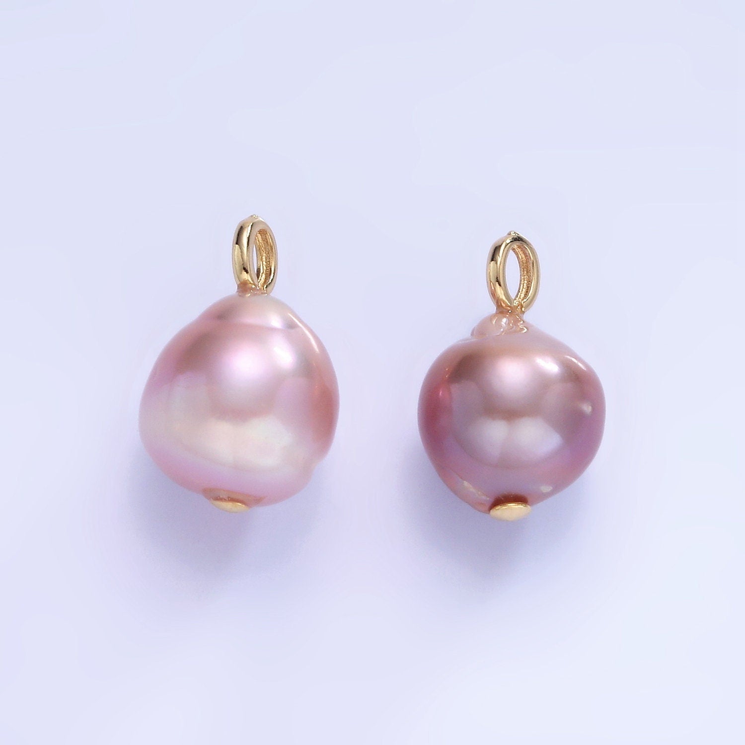 Beautiful Mauve Pink / Purple Oval Baroque Pear Pearl Charm Teardrop Genuine Freshwater Mermaid Pearls Pendant P1738