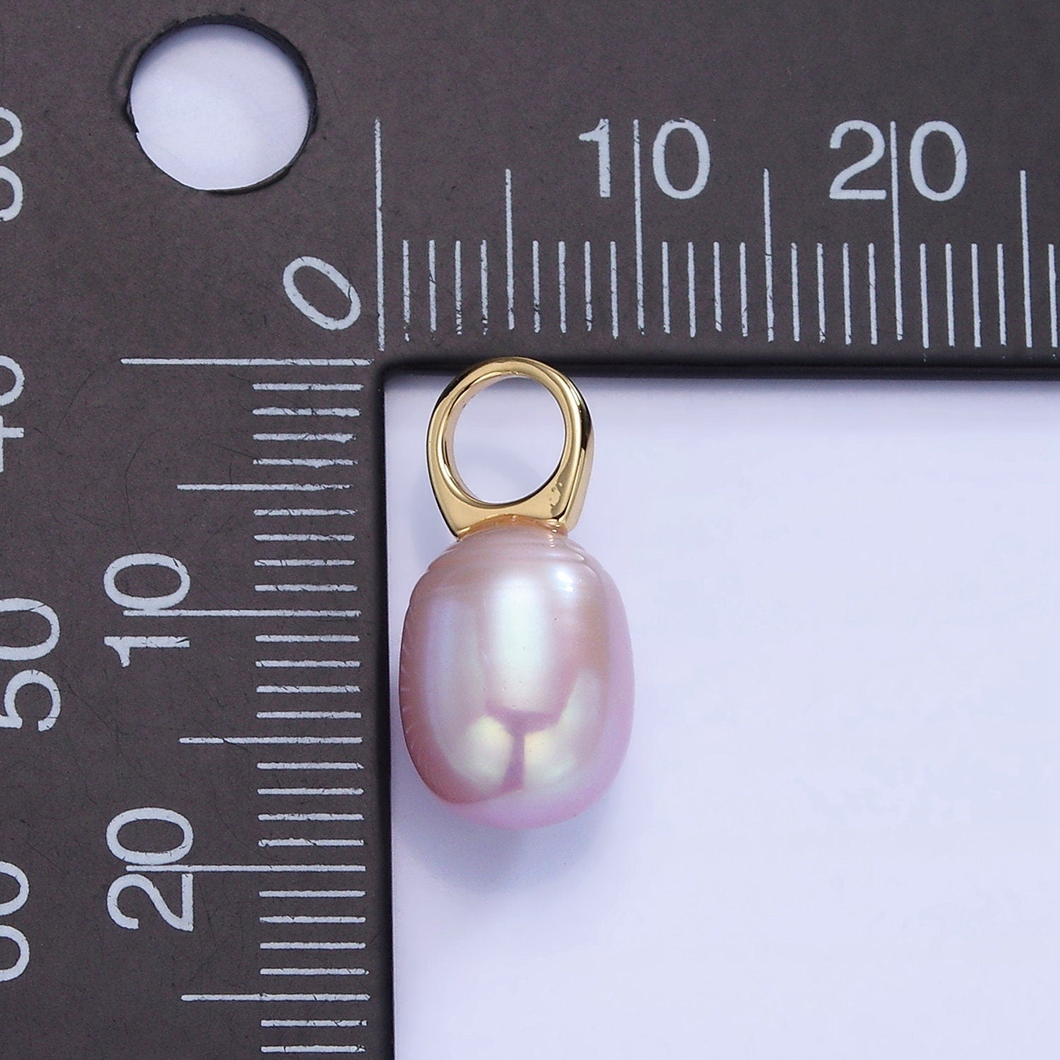 Gold Ringed Oval Purple Freshwater Pearl Drop | P-1736