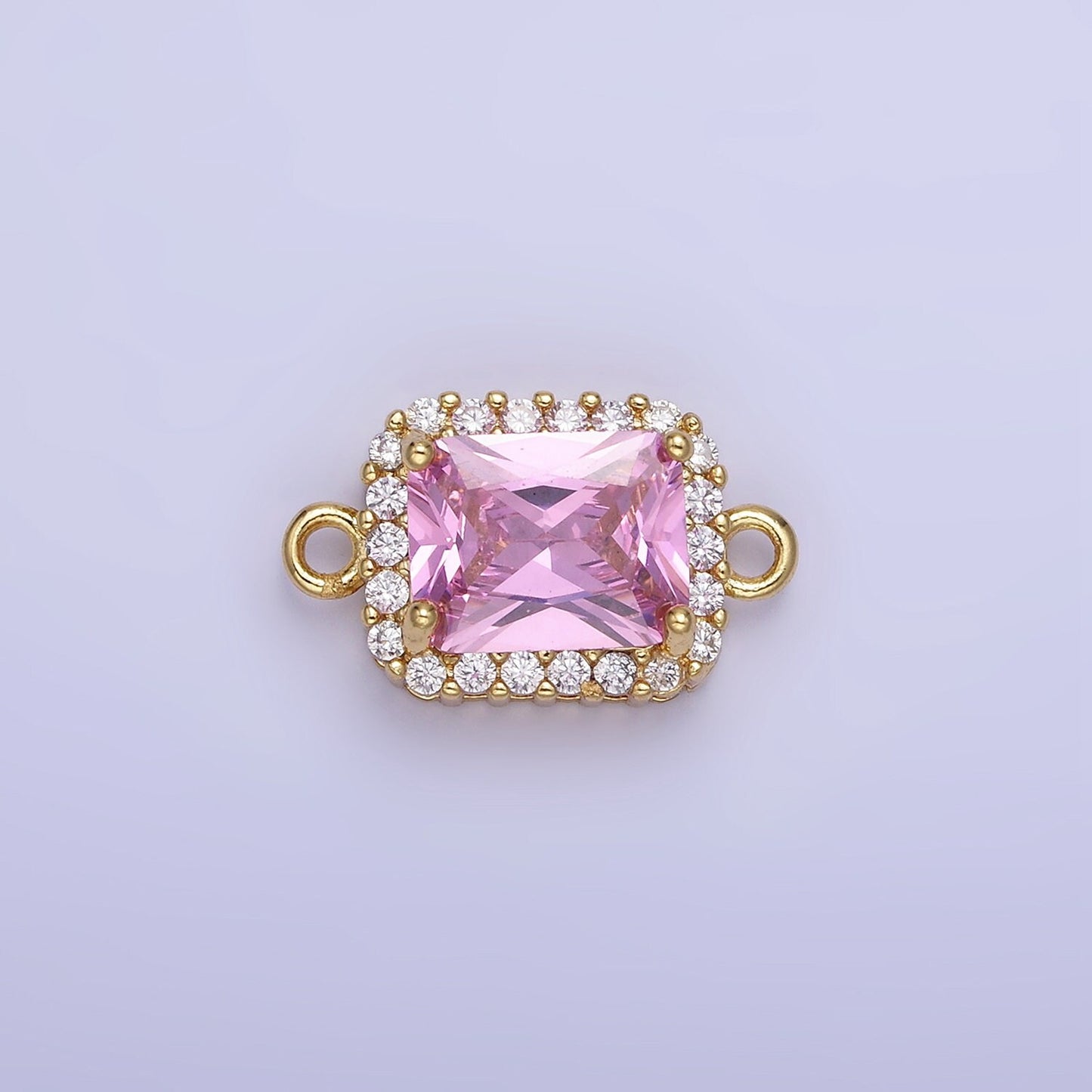 Dainty Colorful Rectangle CZ in Gold Filled Connector for Bracelet Necklace Earring Supply | G-364~G-369