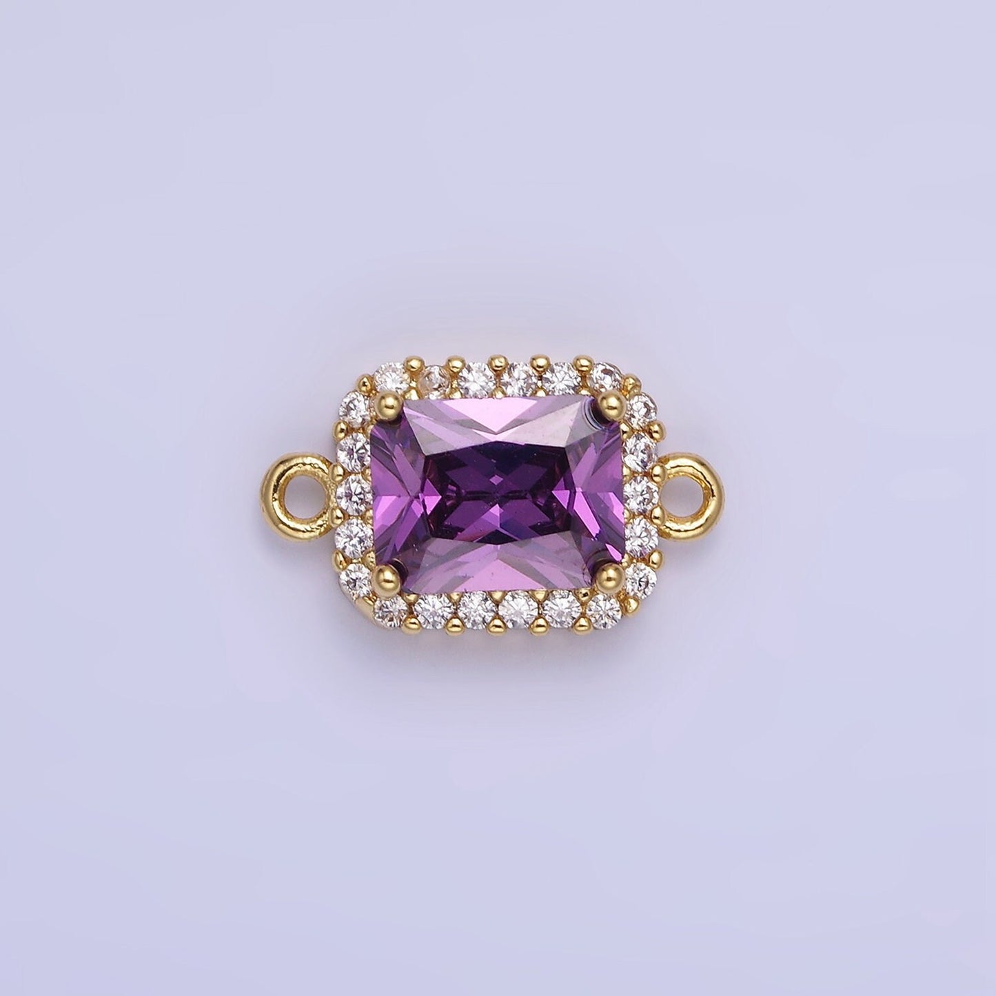 Dainty Colorful Rectangle CZ in Gold Filled Connector for Bracelet Necklace Earring Supply | G-364~G-369