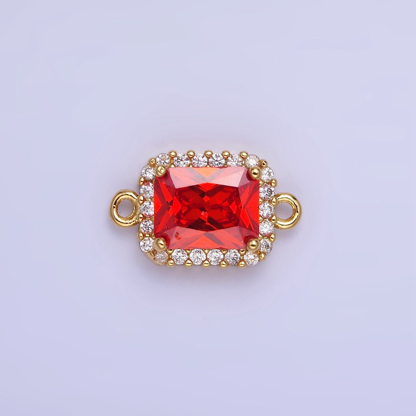 Dainty Colorful Rectangle CZ in Gold Filled Connector for Bracelet Necklace Earring Supply | G-364~G-369