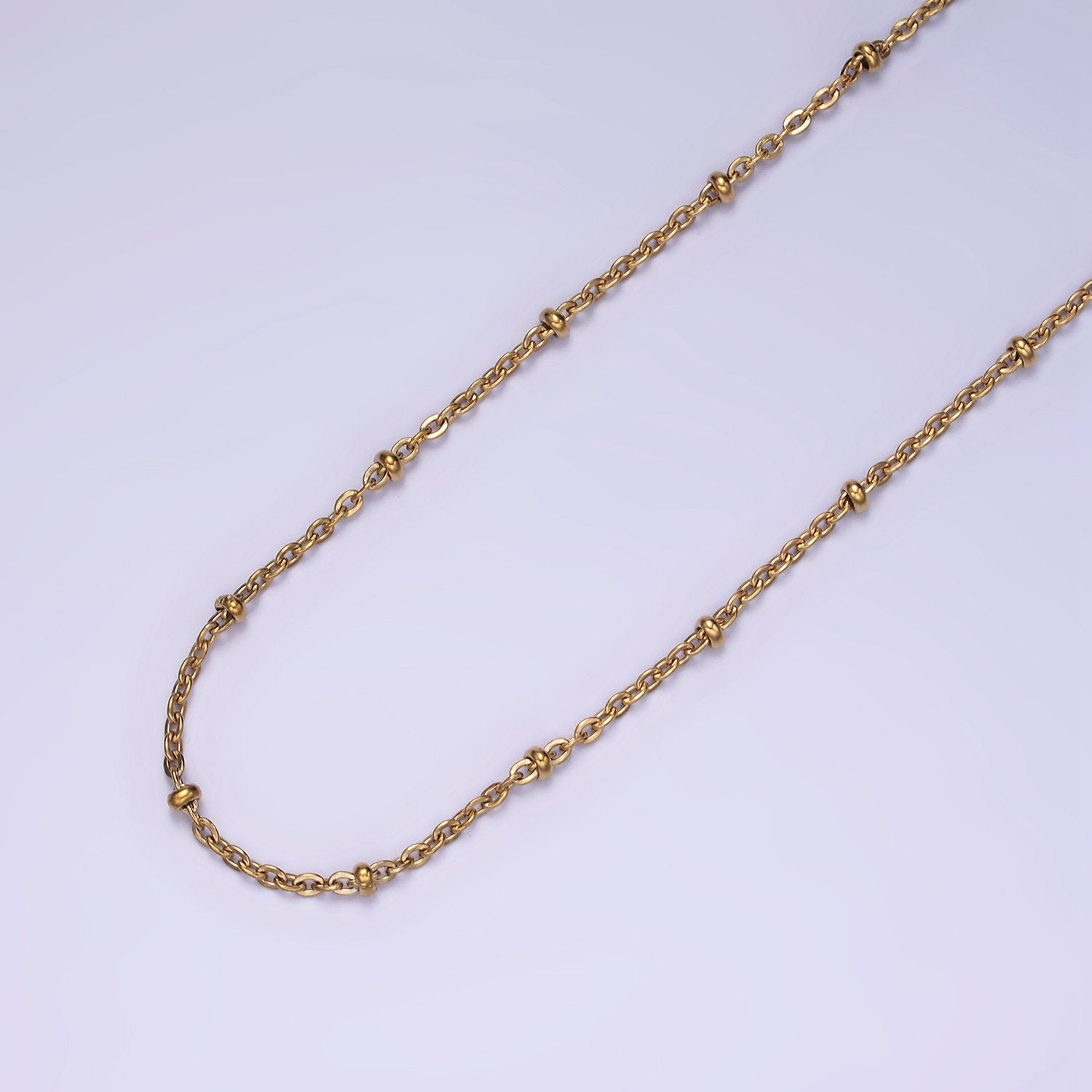Dainty Gold Stainless Steel 1.5mm Satellite Chain Beaded Round Cable Unfinished Chain by Yard | ROLL-1507