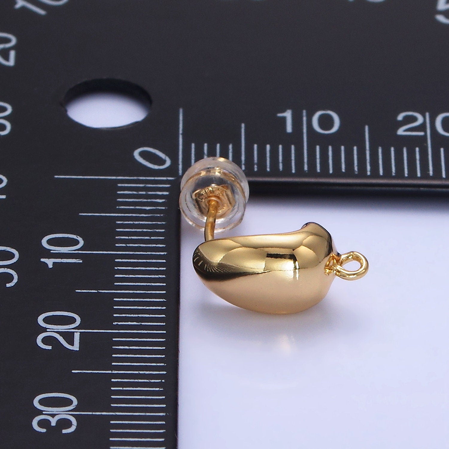 Bold Teardrop Stud Earrings Chunky Hoop Earrings with Small Loop for Charm in Gold Filled for Earring Supply Component for Jewelry Making