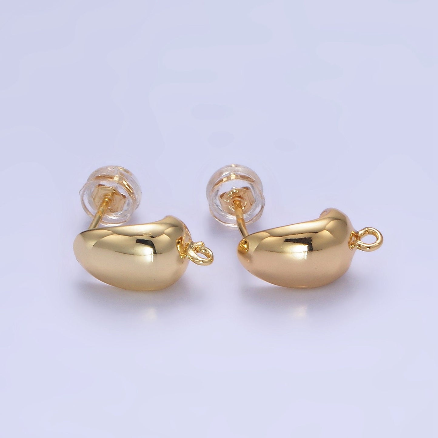 Bold Teardrop Stud Earrings Chunky Hoop Earrings with Small Loop for Charm in Gold Filled for Earring Supply Component for Jewelry Making