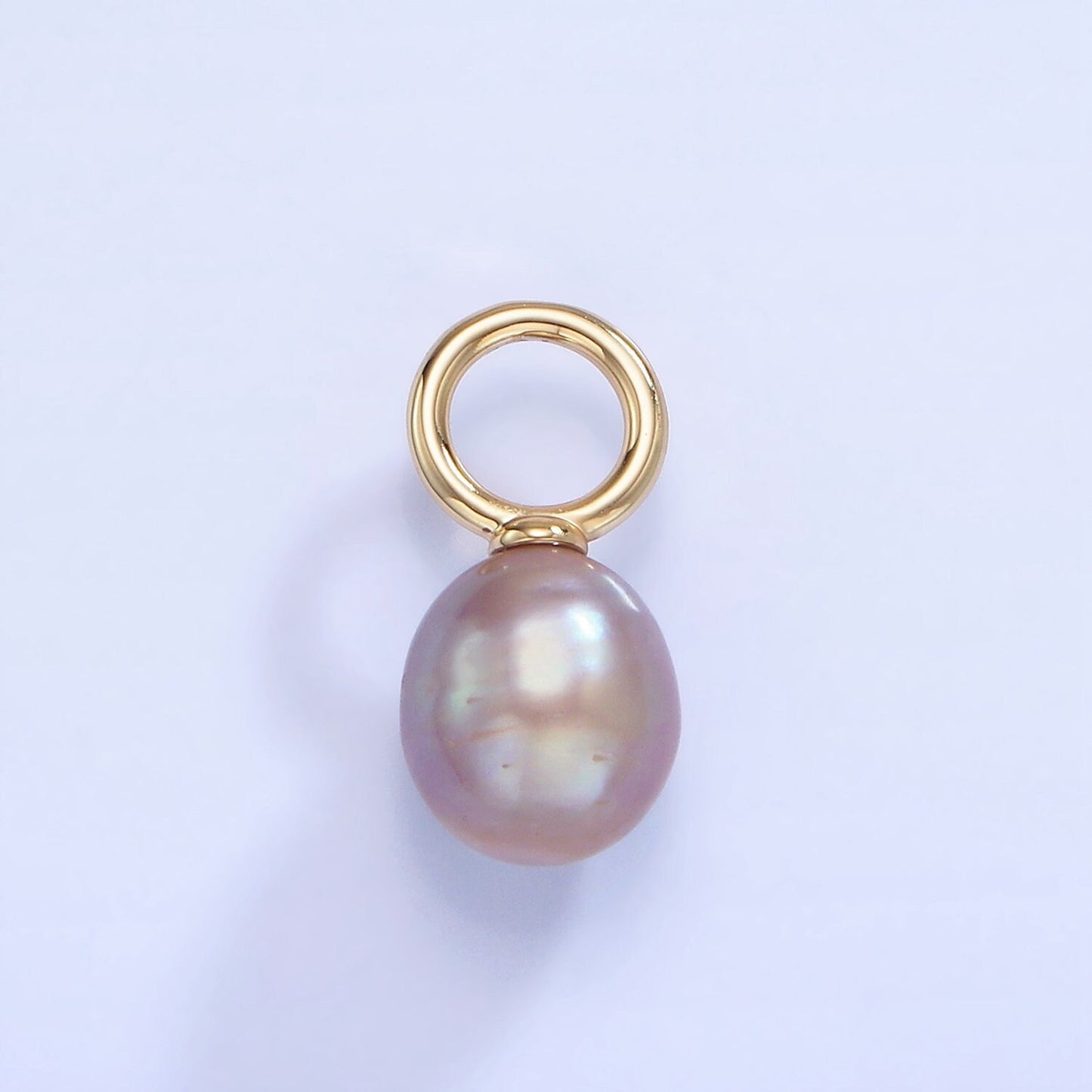 Beautiful Mauve Pink Purple Oval Pear Pearl Charm Teardrop Genuine Freshwater Mermaid Pearls Pendant with Big Hole for Charm P-1741