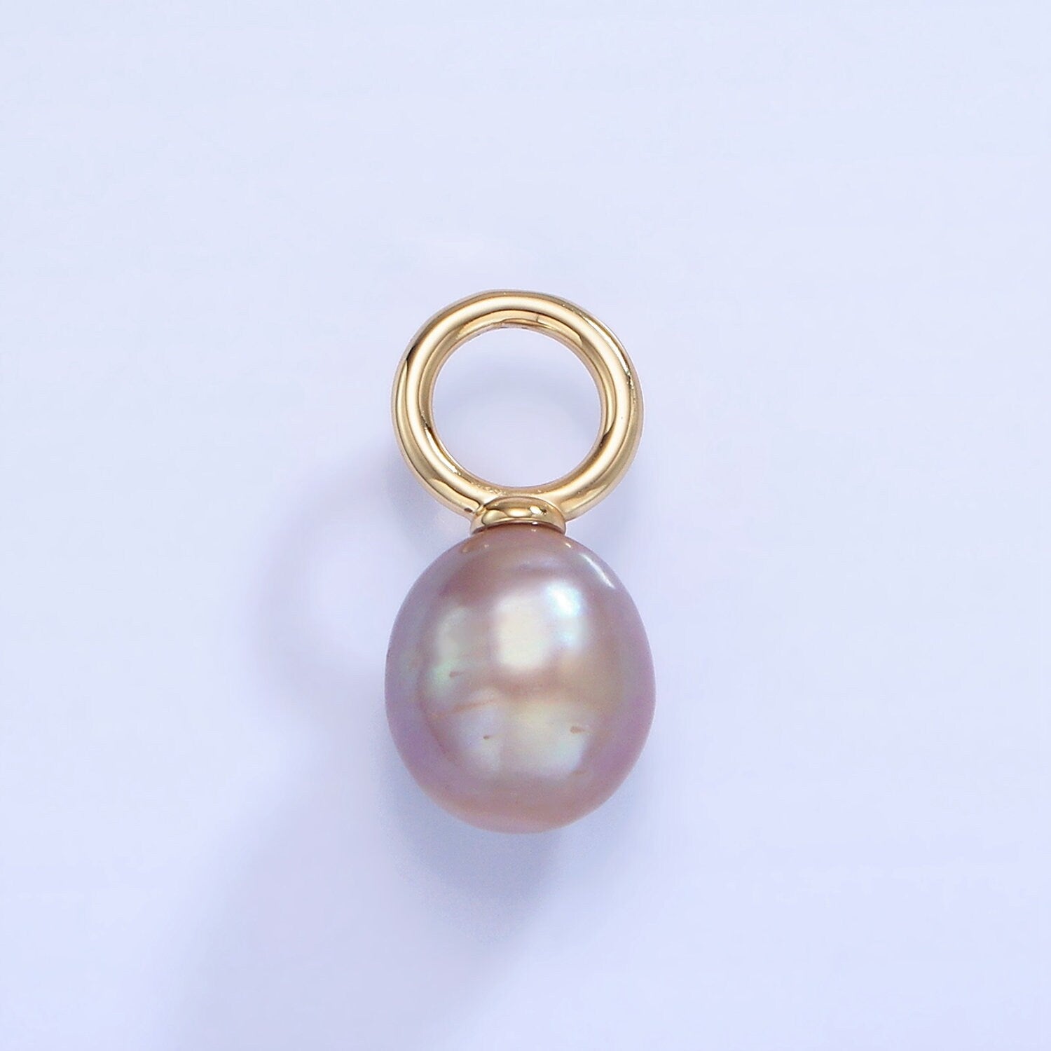 Beautiful Mauve Pink Purple Oval Pear Pearl Charm Teardrop Genuine Freshwater Mermaid Pearls Pendant with Big Hole for Charm P-1741