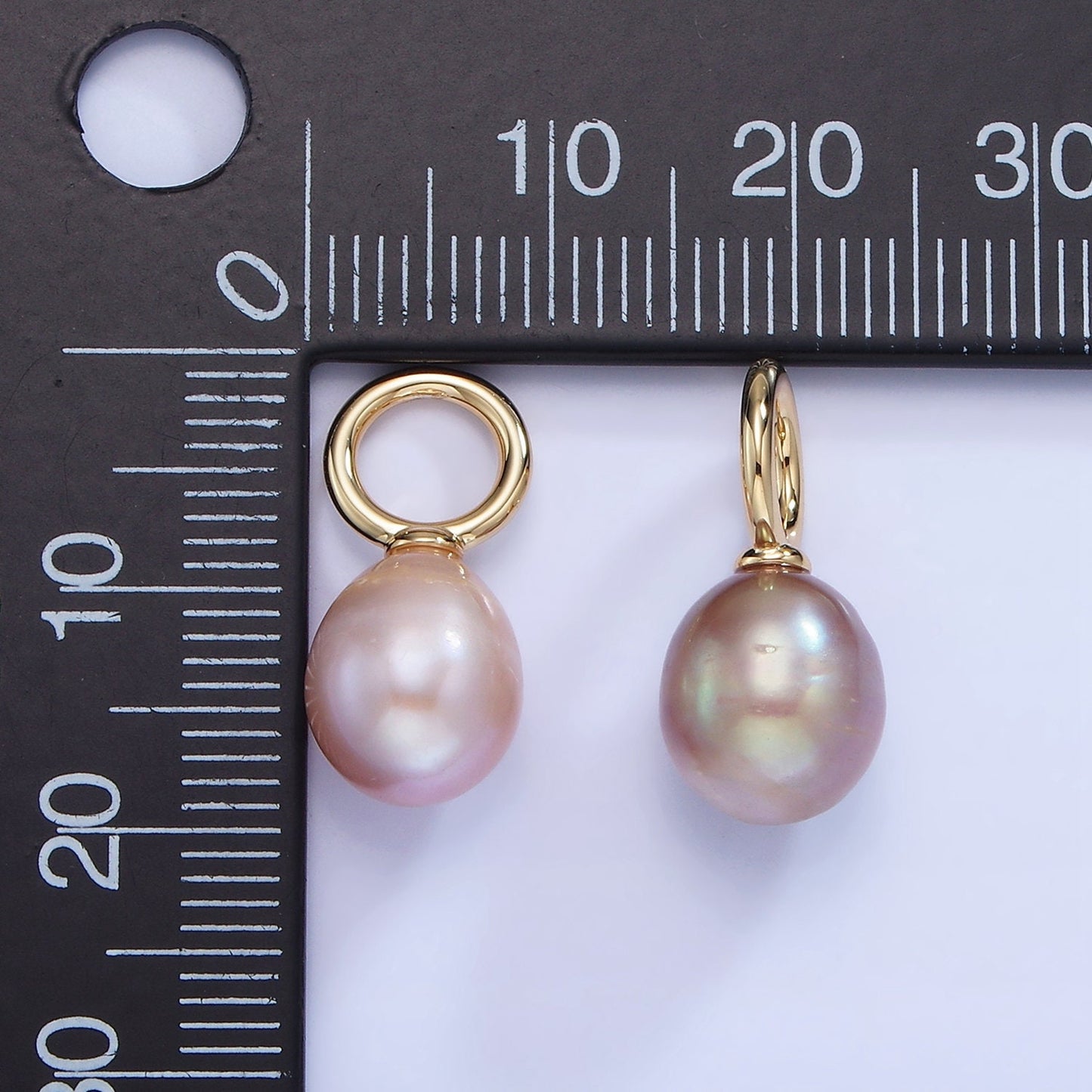 Beautiful Mauve Pink Purple Oval Pear Pearl Charm Teardrop Genuine Freshwater Mermaid Pearls Pendant with Big Hole for Charm P-1741