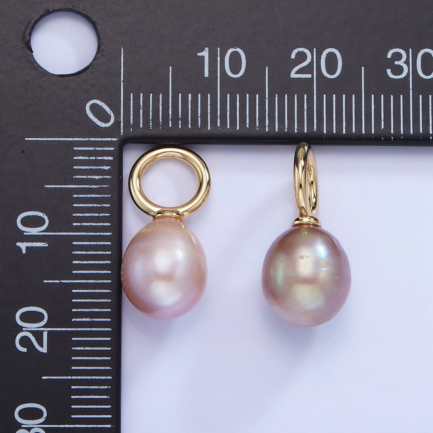 Beautiful Mauve Pink Purple Oval Pear Pearl Charm Teardrop Genuine Freshwater Mermaid Pearls Pendant with Big Hole for Charm P-1741