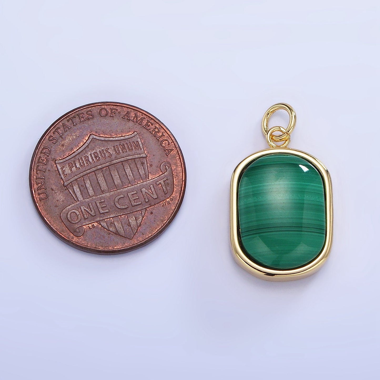 Dainty Oval Gemstone Charm Natural Malachite pendant Gemstone Tag Charms Pendants Jewelry 14K Gold Filled W665