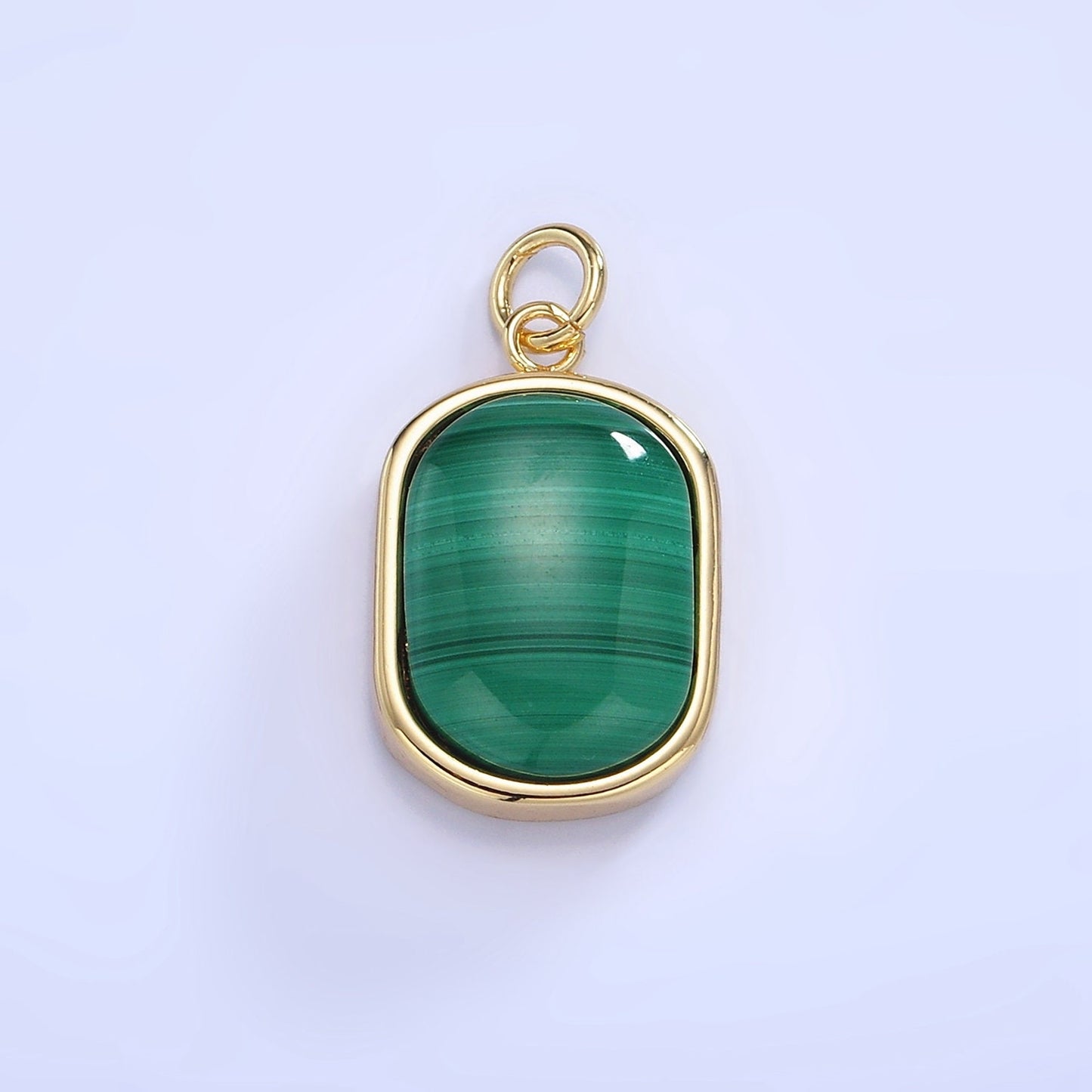 Dainty Oval Gemstone Charm Natural Malachite pendant Gemstone Tag Charms Pendants Jewelry 14K Gold Filled W665