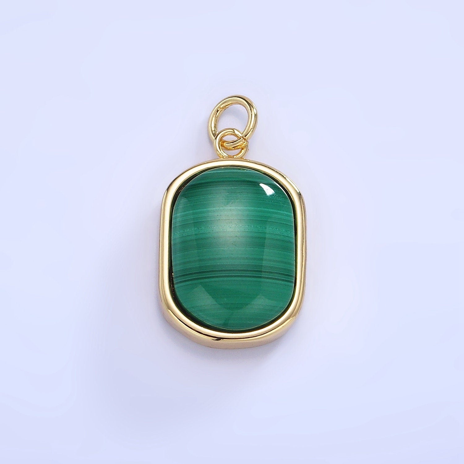 Dainty Oval Gemstone Charm Natural Malachite pendant Gemstone Tag Charms Pendants Jewelry 14K Gold Filled W665